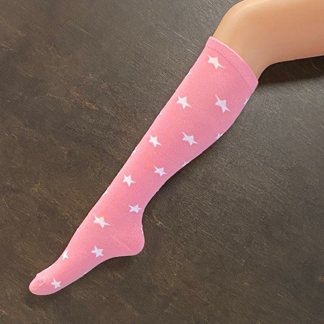 Socks - Pink with White Stars