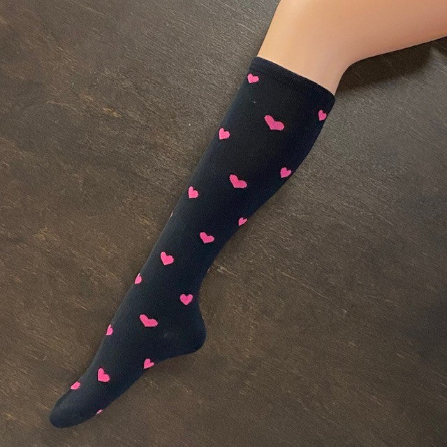 Socks - Black with Pink Hearts