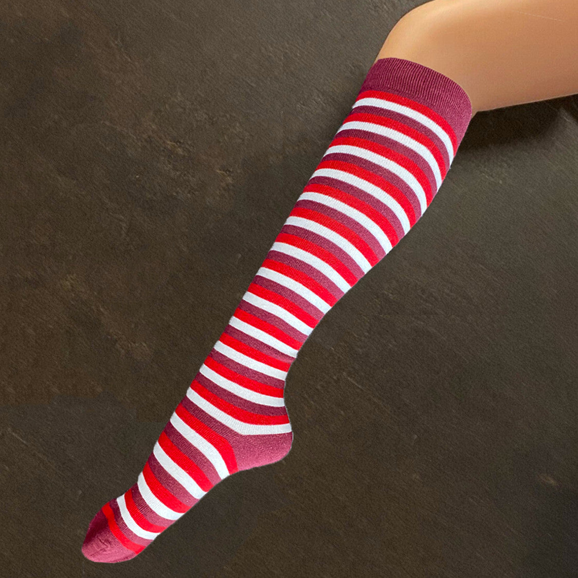 Socks - Red & Maroon Stripe