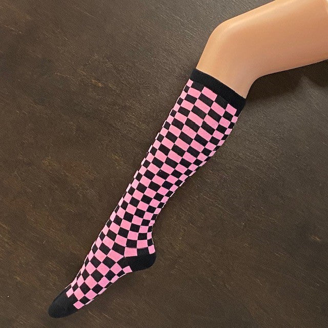 Socks - Pink & Black Check