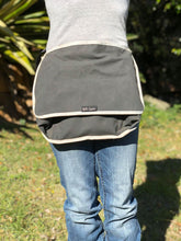 Plaiting Apron with Top Flap - Navy and White Canvas