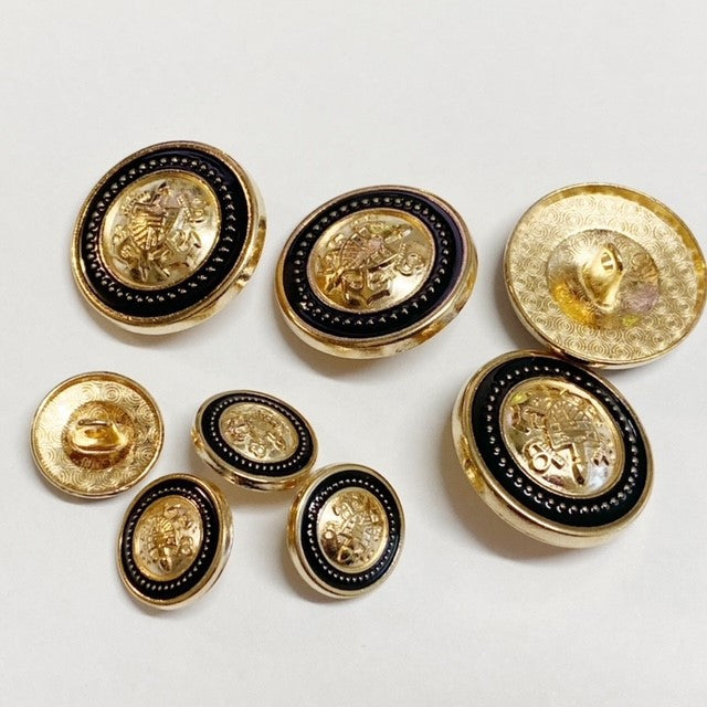 Buttons - Gold & Black with Shields