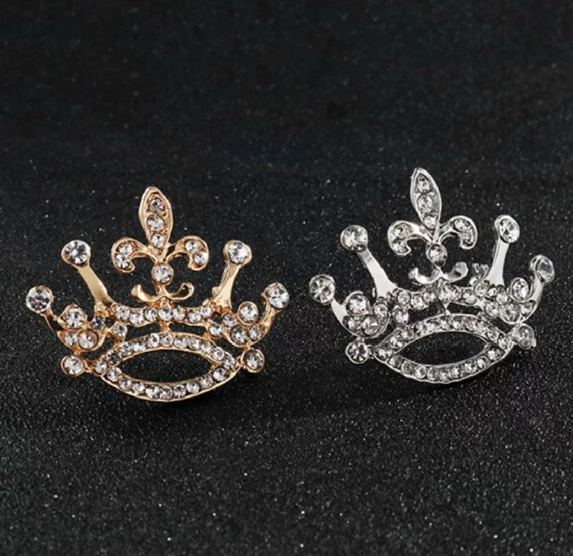 Brooch - Large Crown Silver or Gold