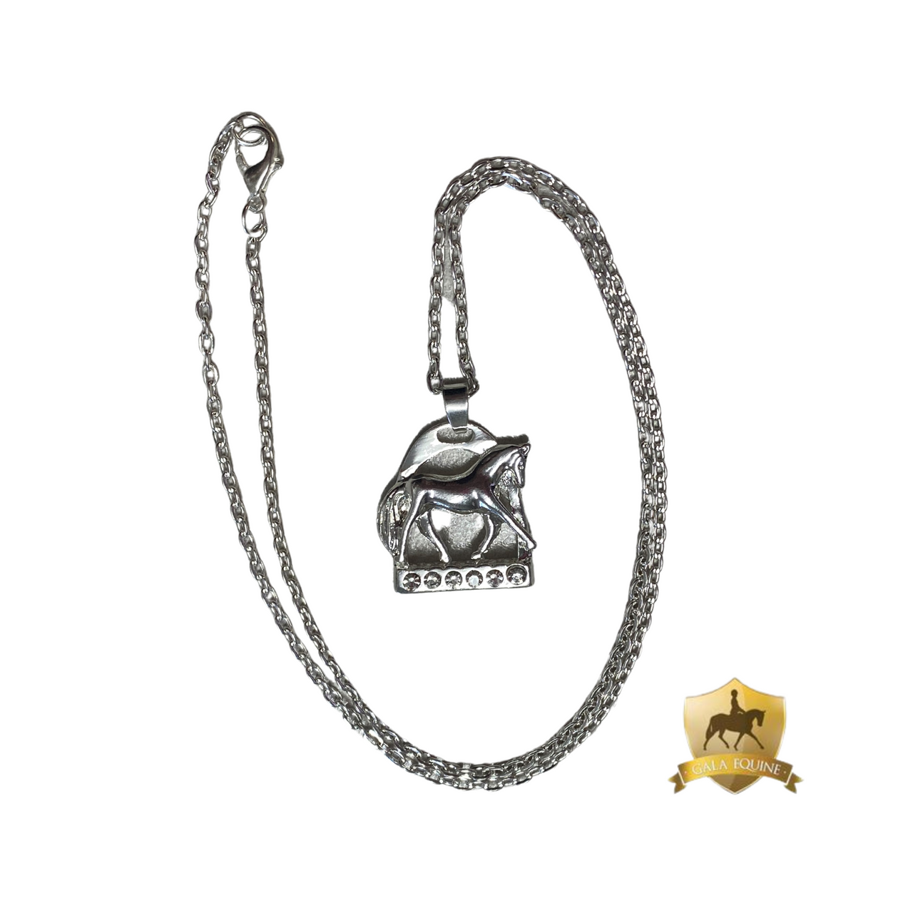 Horse Necklace - Silver Plated with Crystals