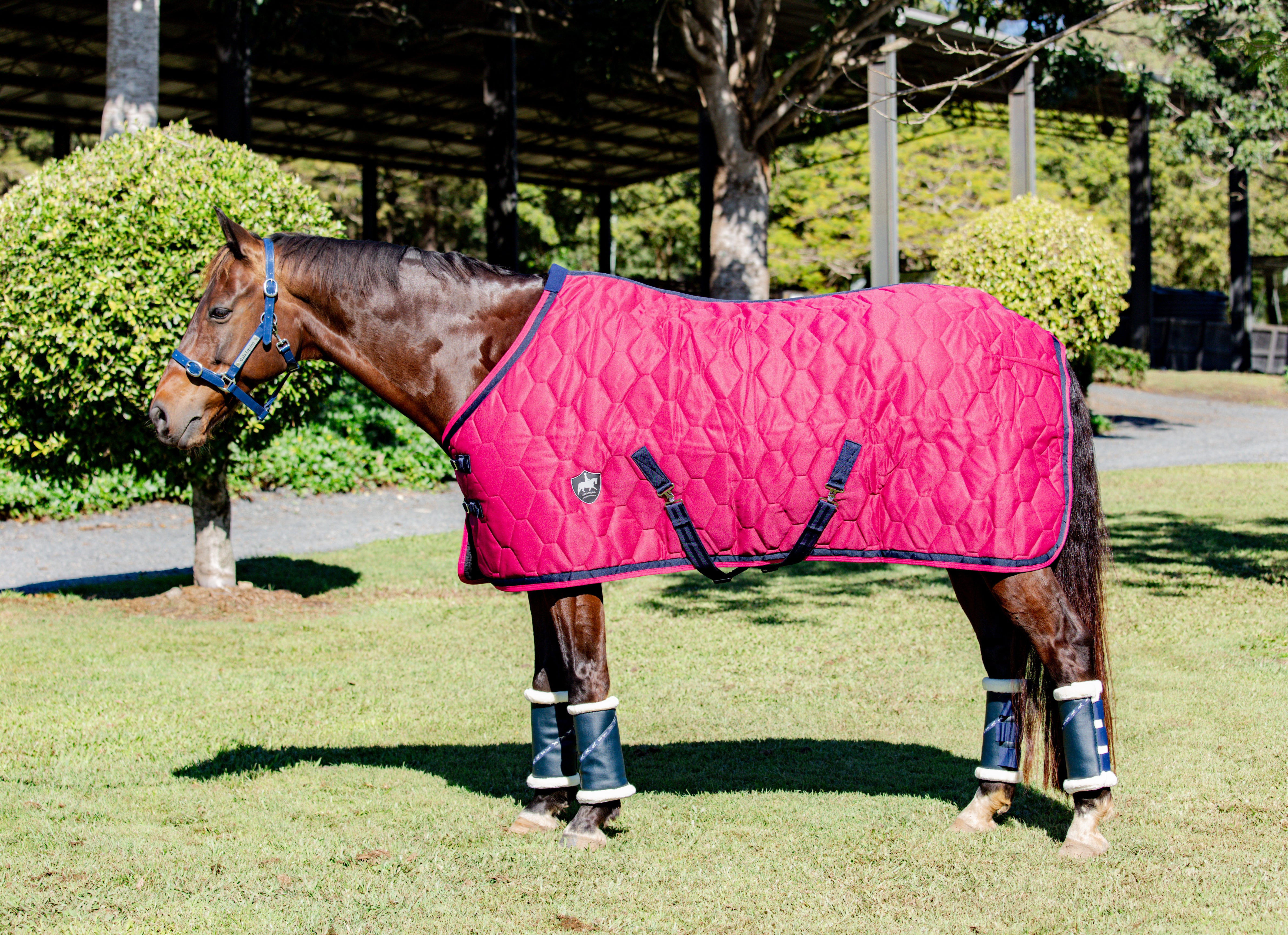 Luxury Stable Doona - Magenta Pink with Navy and Hot Pink Trims