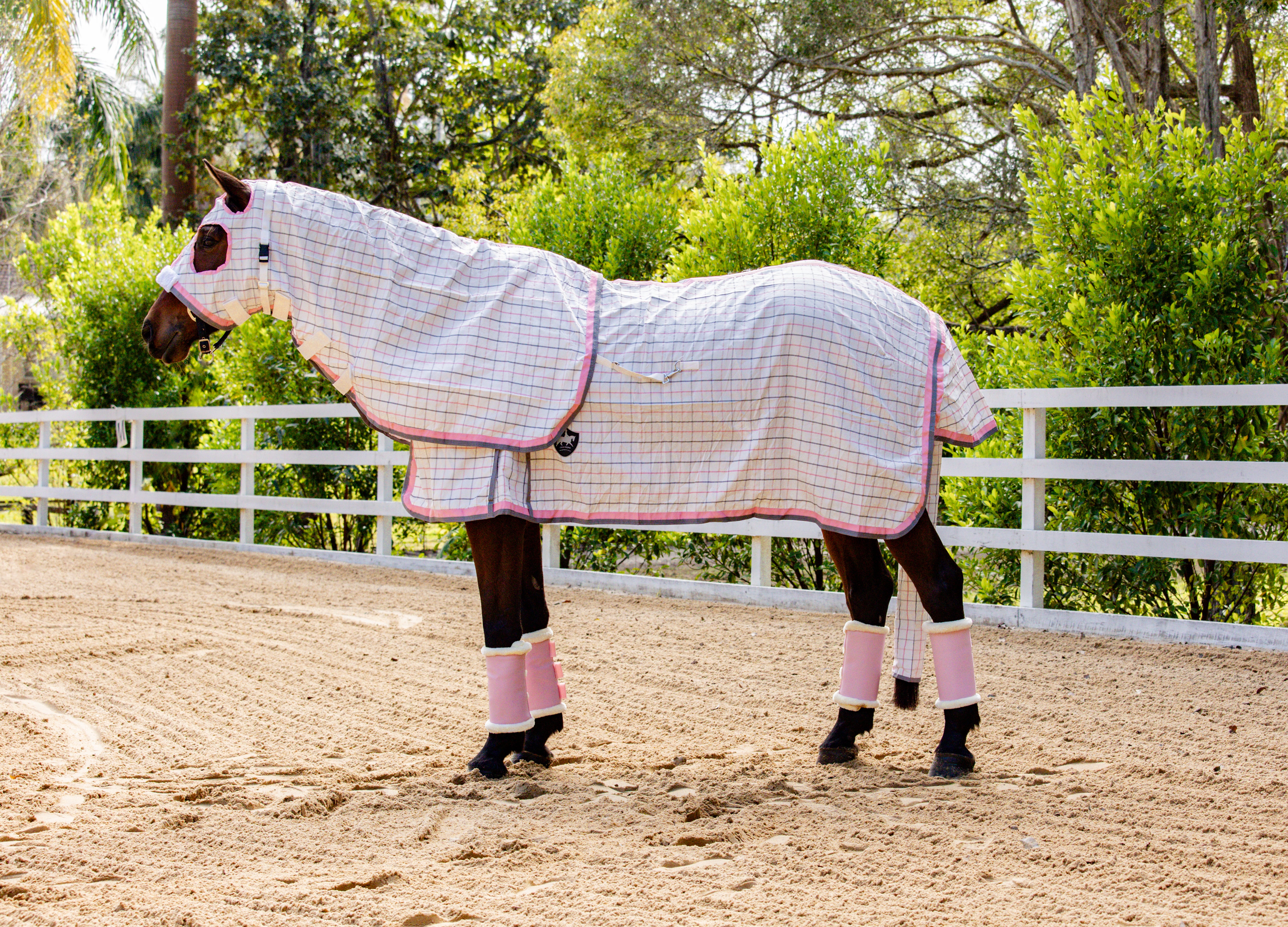 Classic Ripstop Rug & Hood Set Blush Pink & Grey