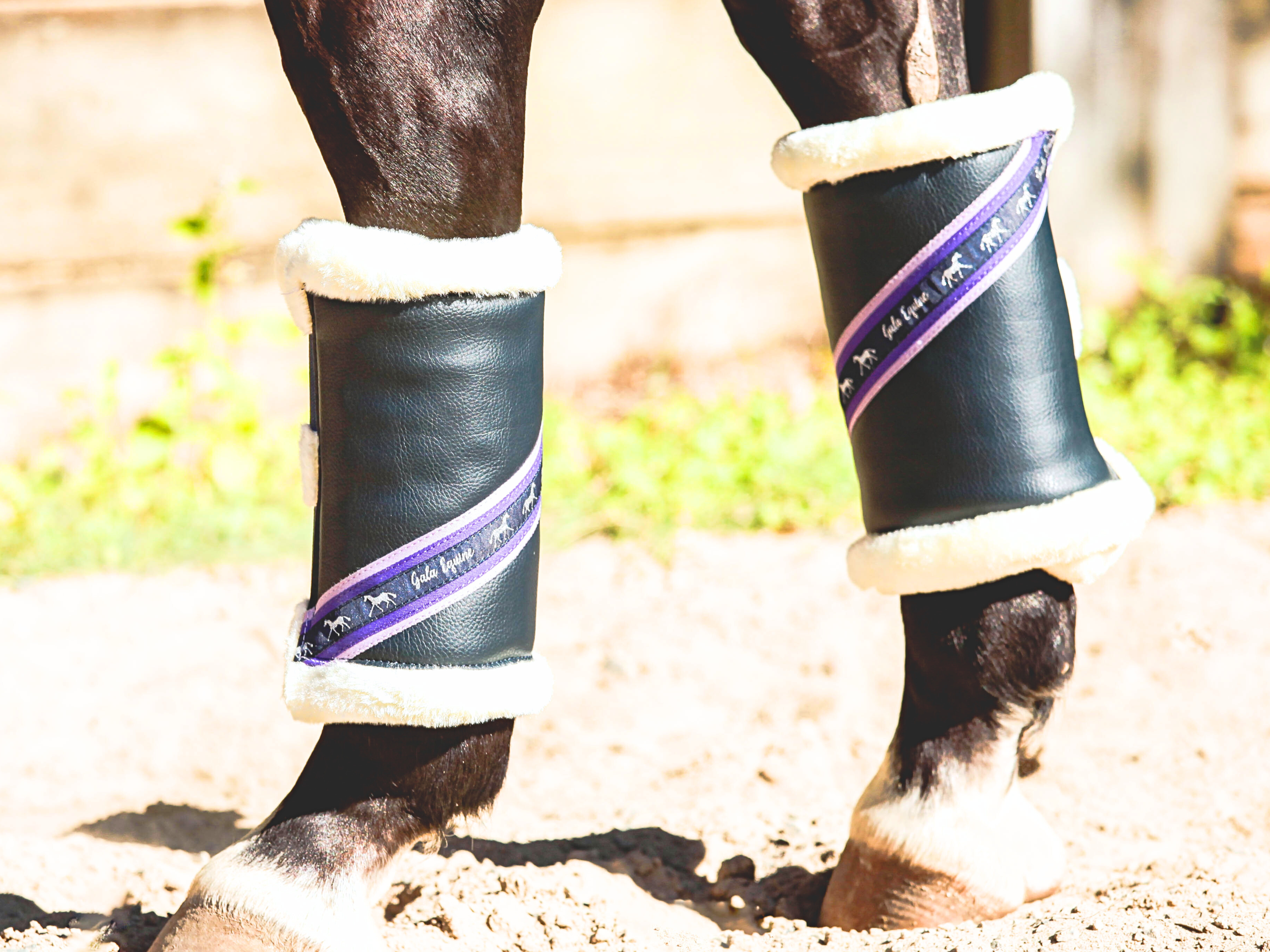 Mink Boots - Navy with Purple and Lilac - Cream Mink