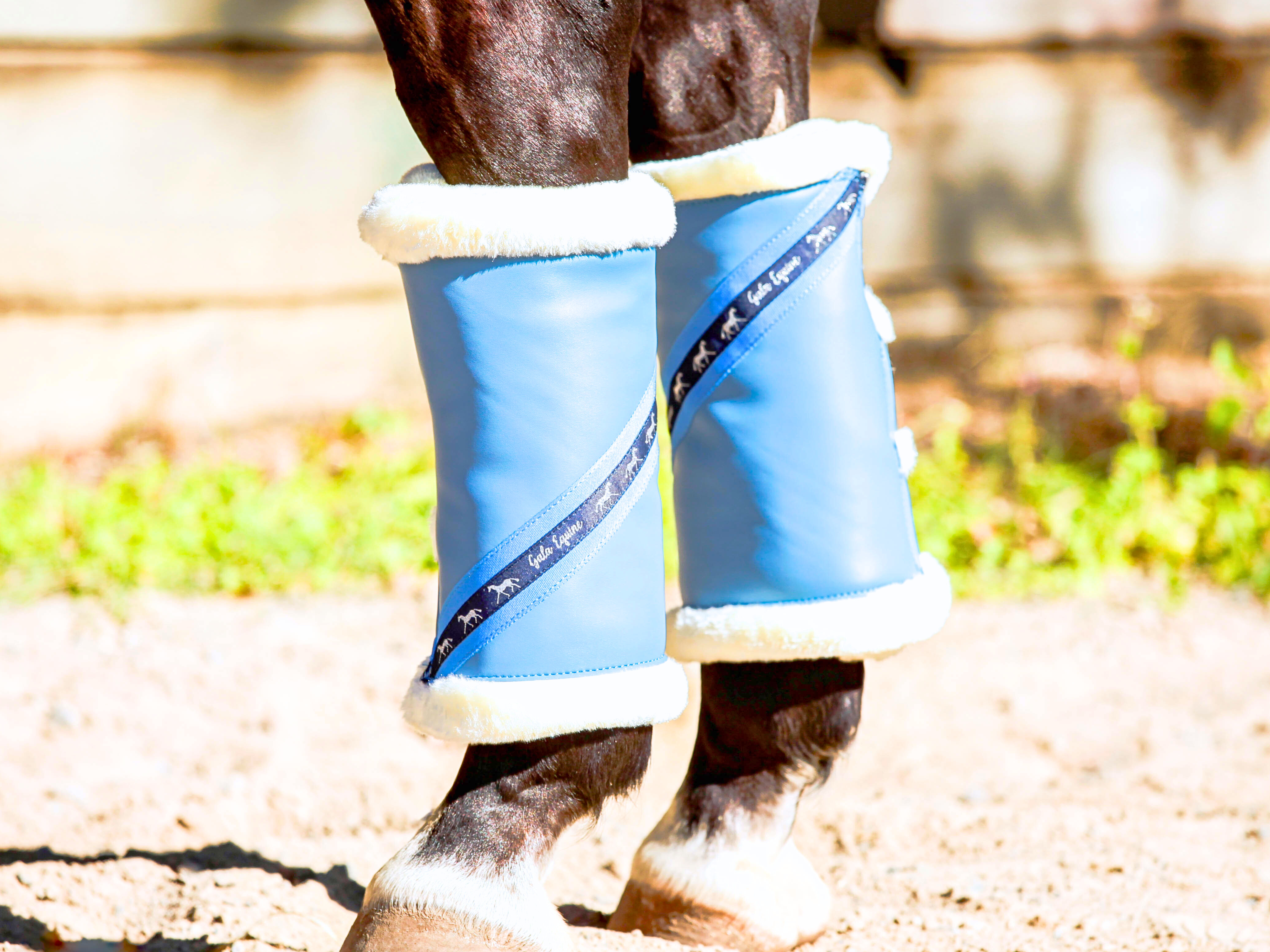 Mink Boots - Navy with Sky Blue and Grey - Cream Mink