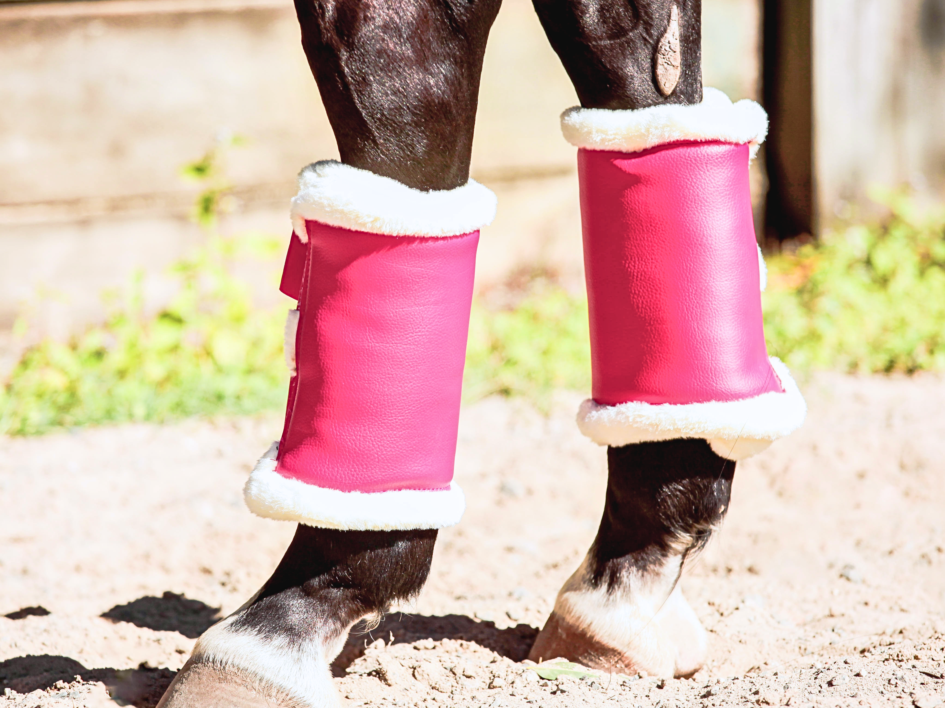 Mink Boots - Hot Pink with Cream Mink