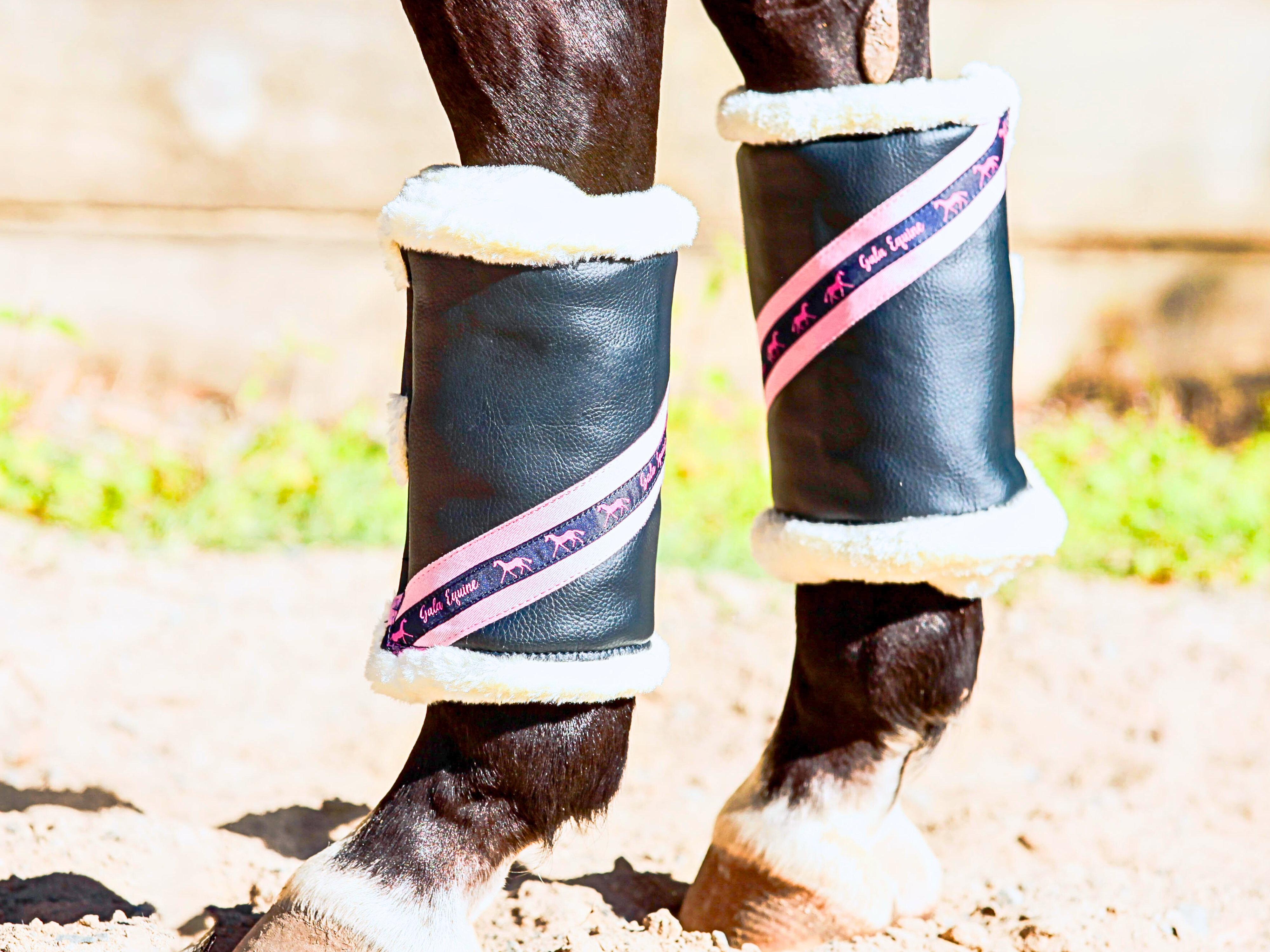 Mink Boots - Navy with Pale Pink & Navy - Cream Mink