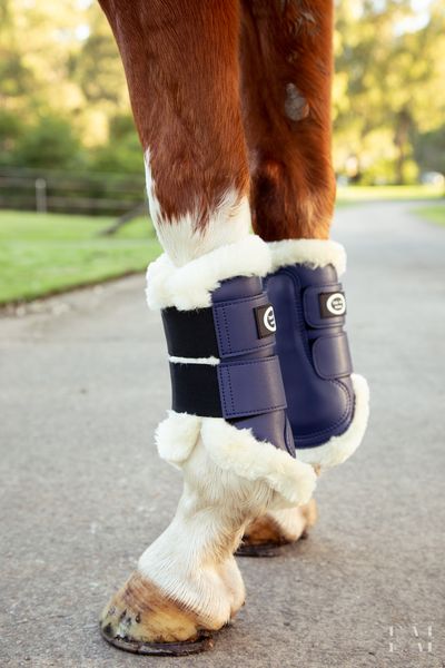 Soft Faux Fur Brushing Boots - Blue