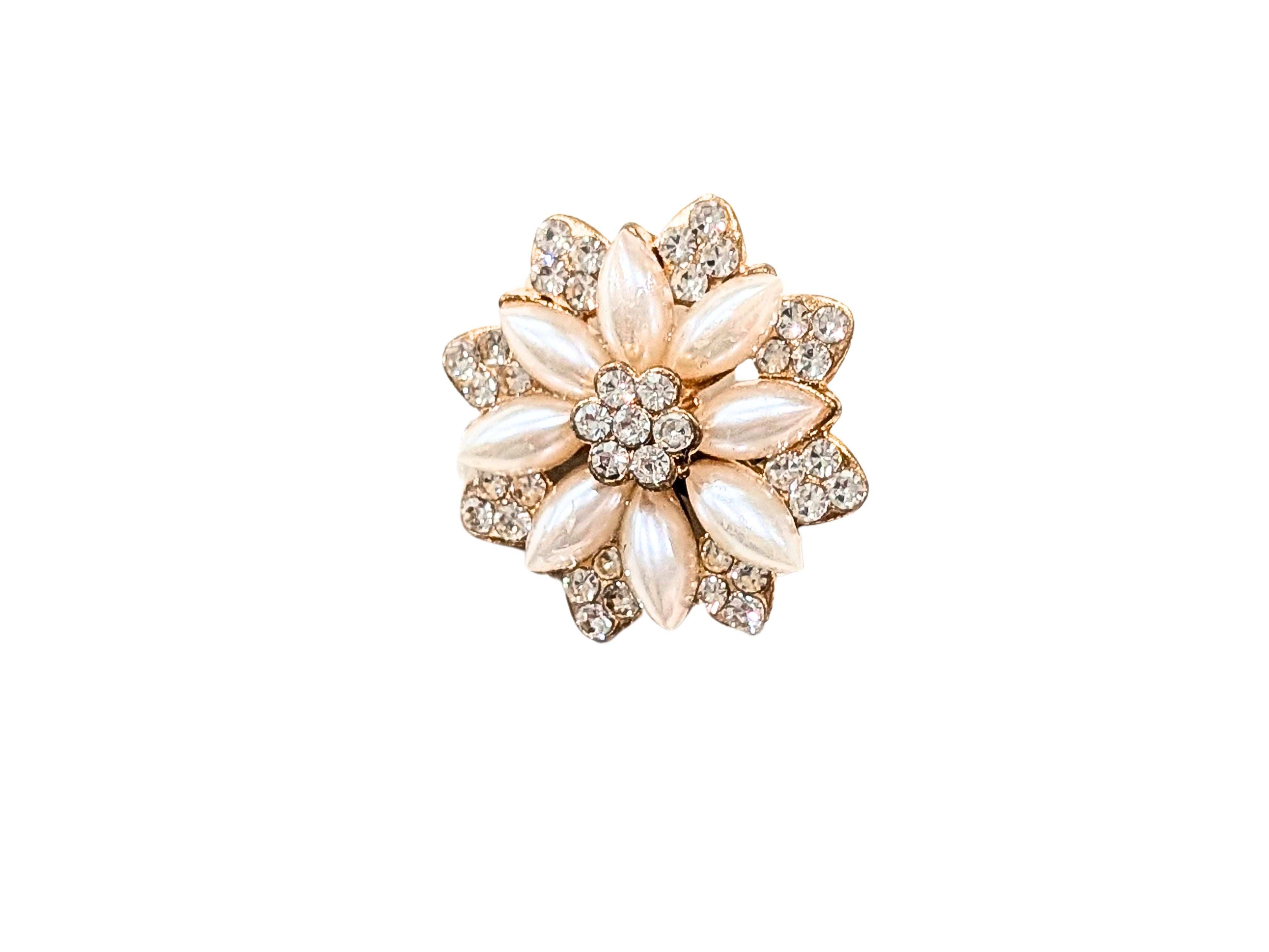 Gold Bling Flower with with Diamantes and faux Pearl