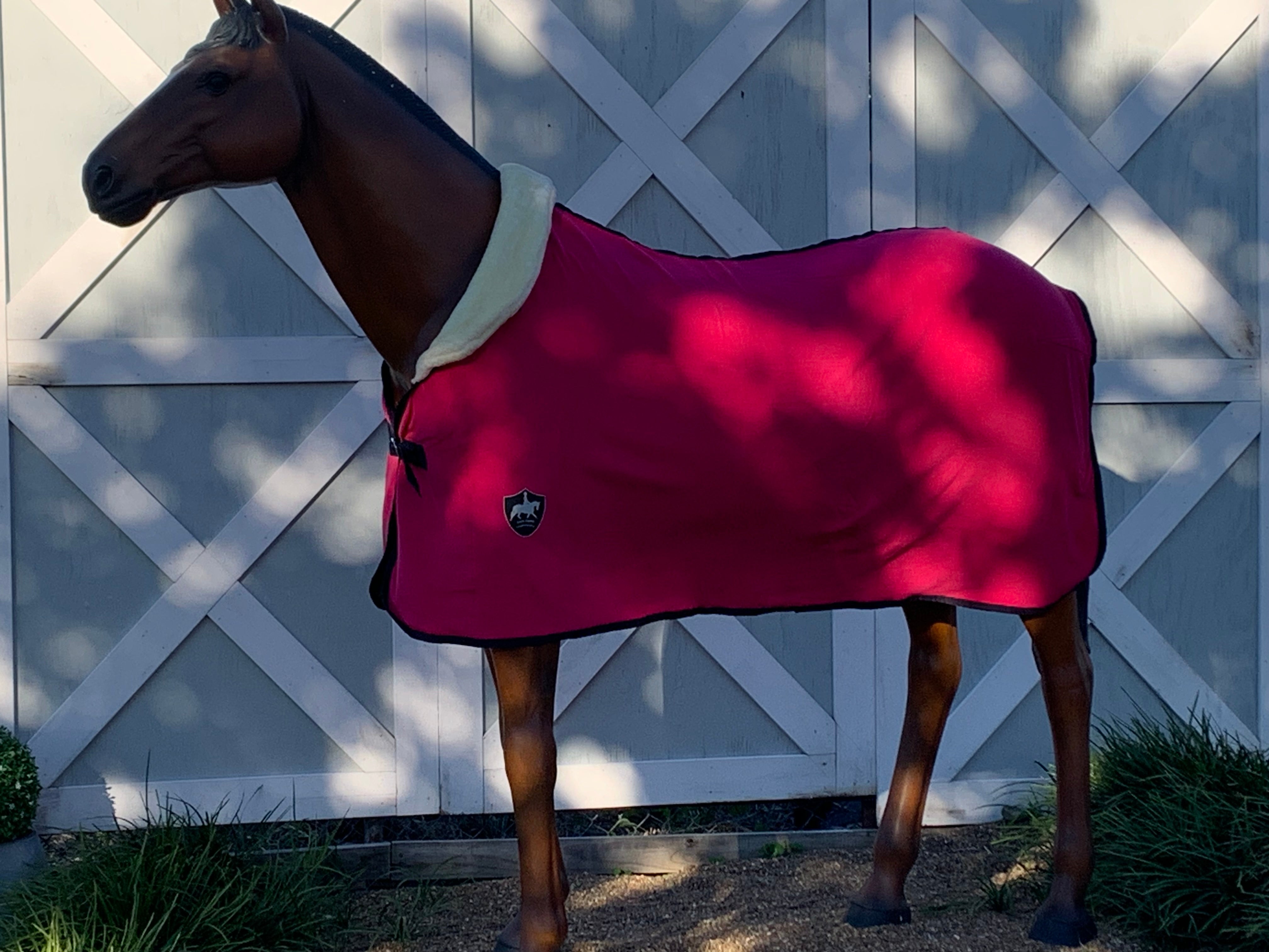 FLEECE NECK Combo with Mink Collar and Dark Navy Trim - Hot Pink