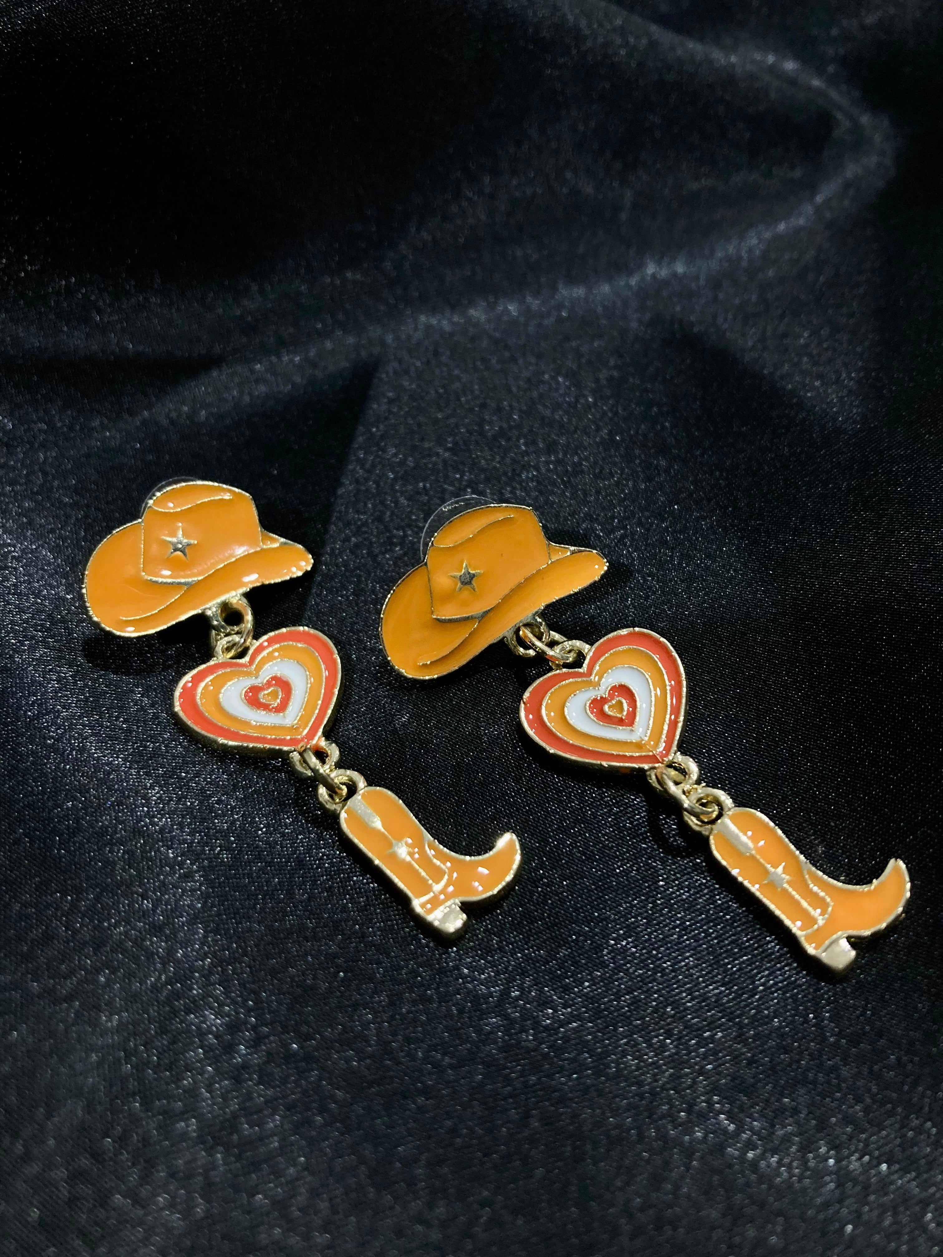 Cowgirl Earrings Long - assorted colours
