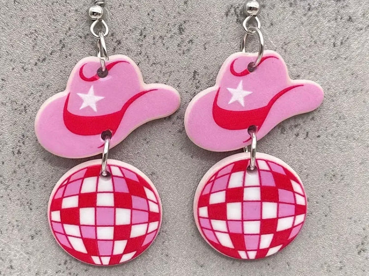 Bright Pink Cowgirl Earrings