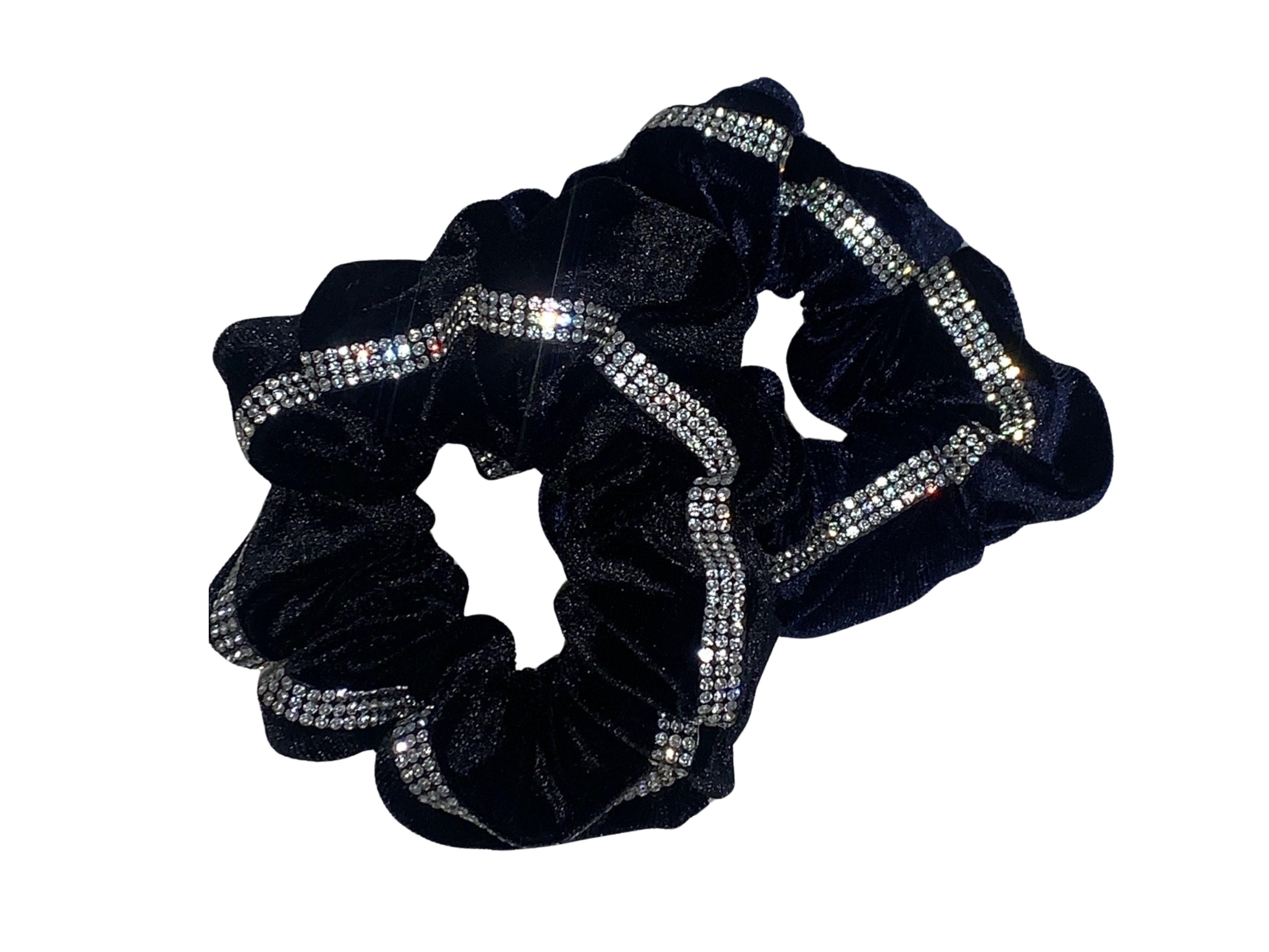 Diamante Scrunchie - Velvet with double row Diamante