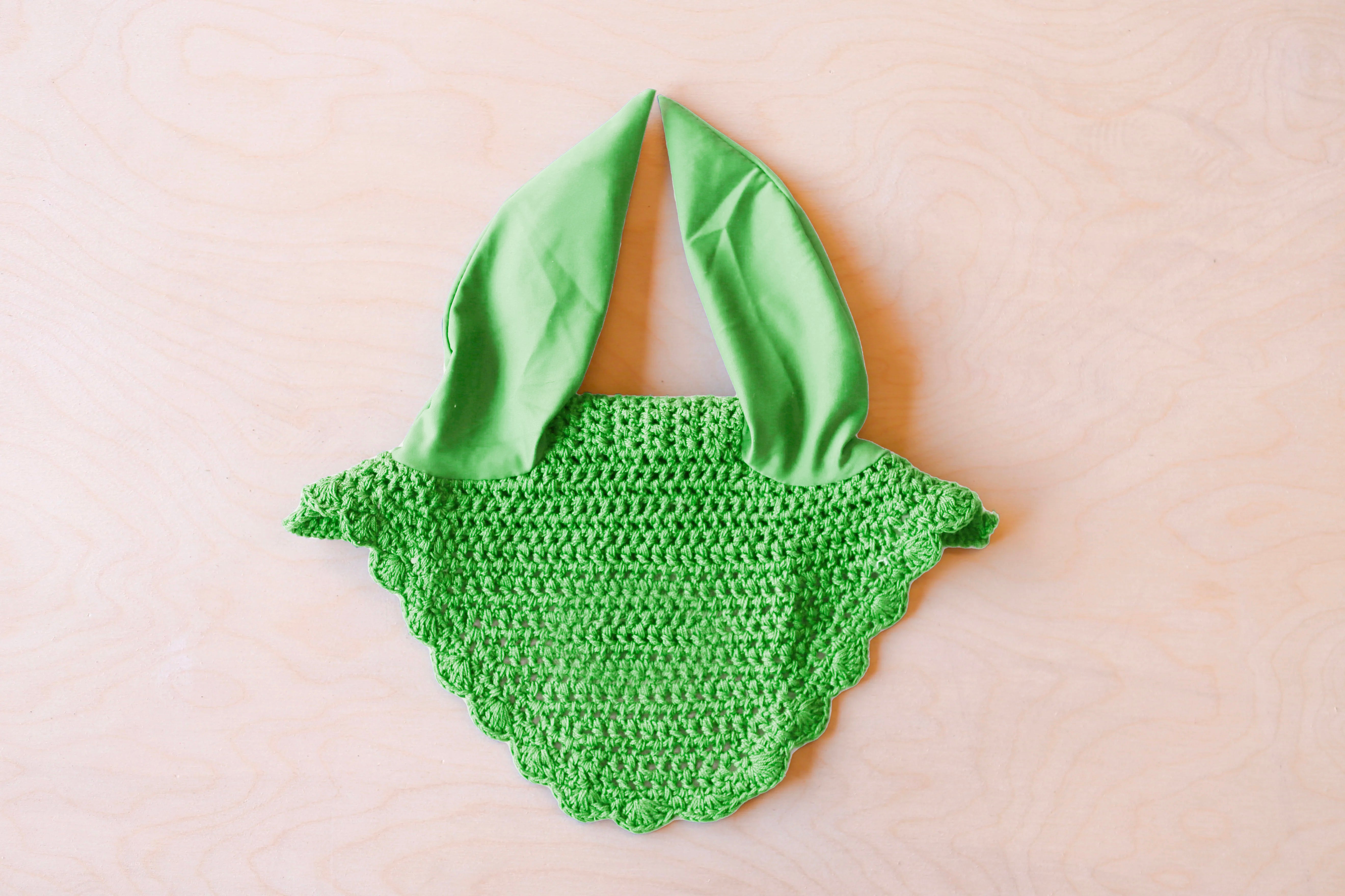 Crochet Ear Bonnet - Apple Green