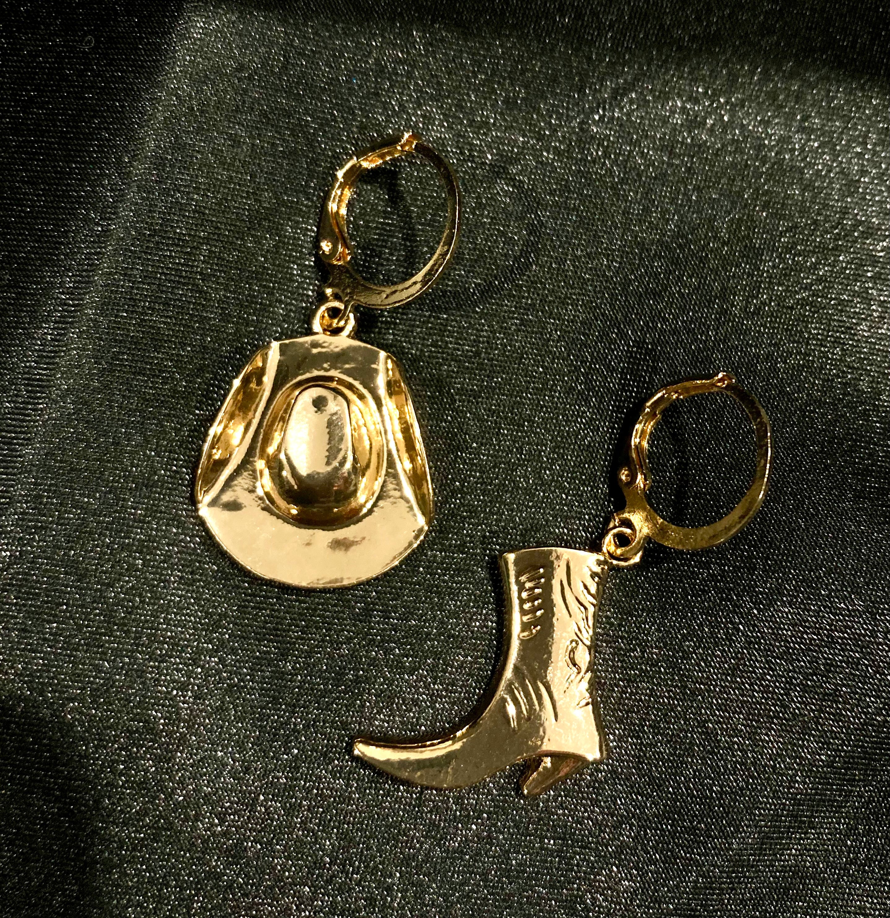 Gold Boot and Hat Earrings