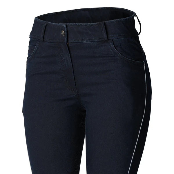 Mikaela Ladies Denim Breeches - Black Iris Dark Blue