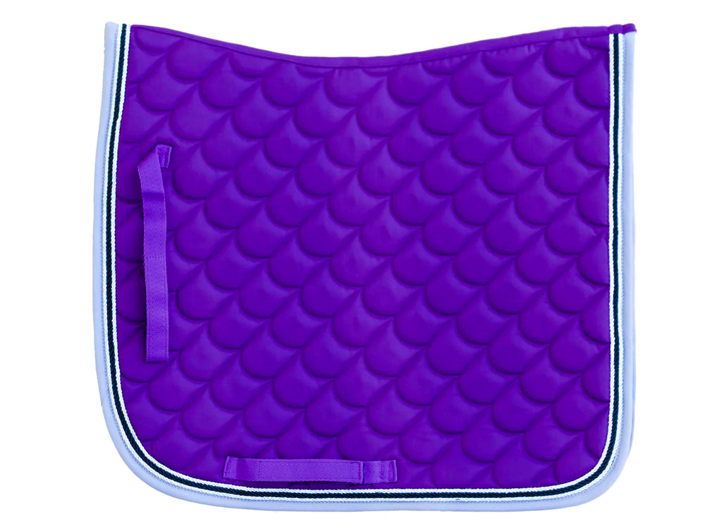 Dressage Saddle Pad - Purple / Grey w Navy & Silver Cords