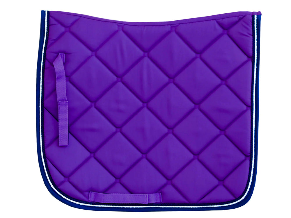 Dressage Saddle Pad - Purple / Navy w Navy and Silver Cord