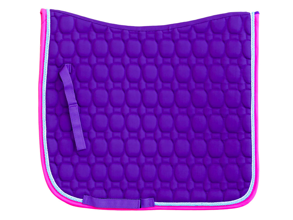 Dressage Saddle Pad - Purple / Pink w Silver Rope
