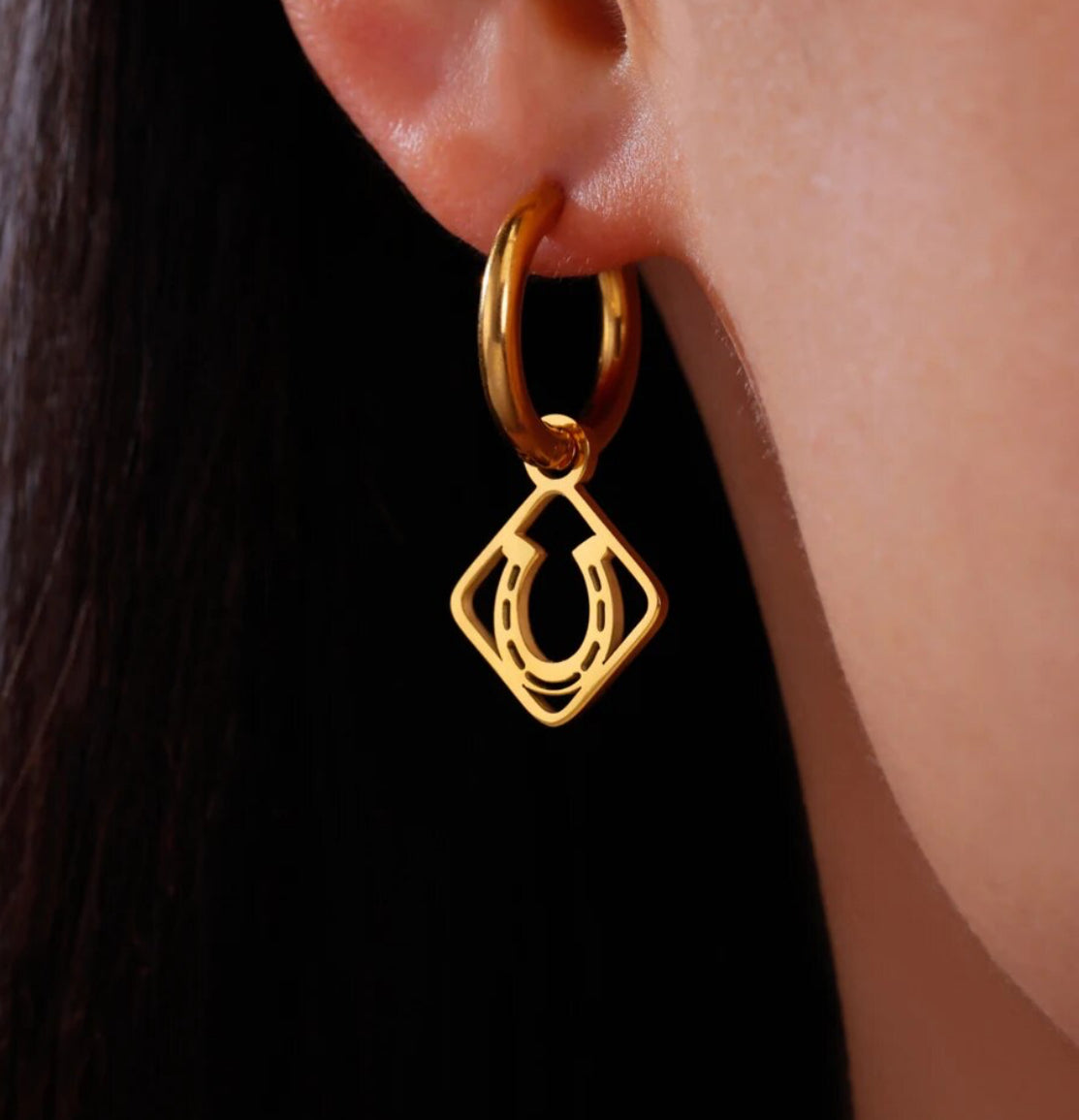 Horse Shoe hoop earings gold or silver