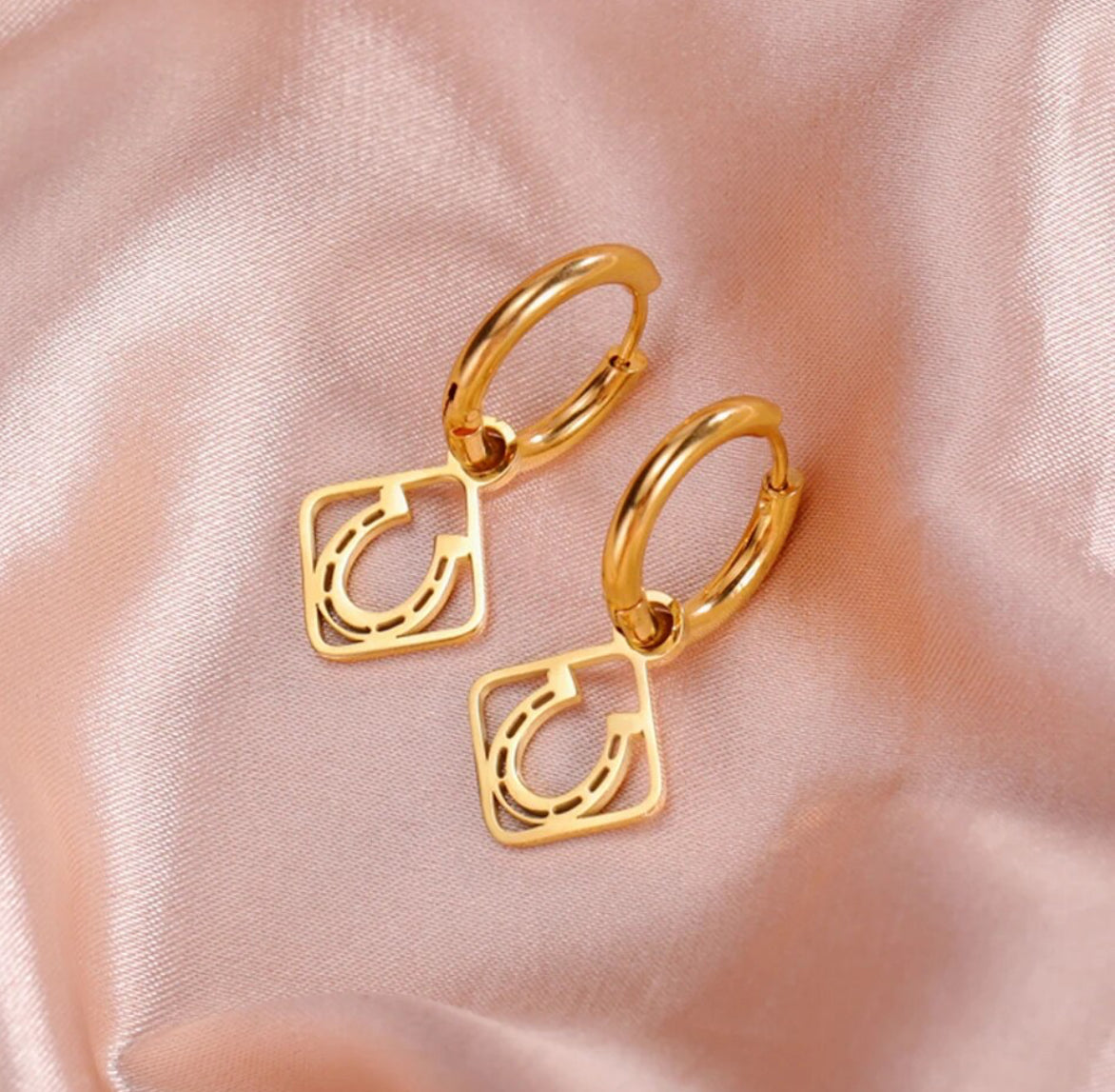 Horse Shoe hoop earings gold or silver