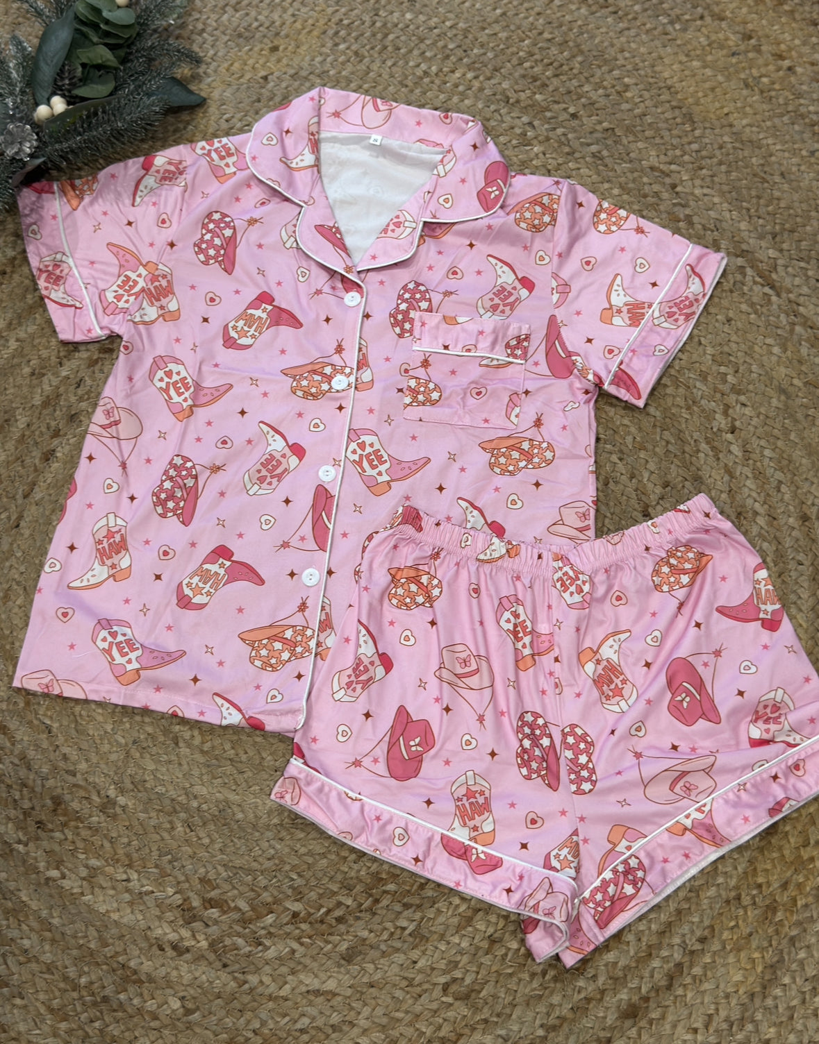 Gala Cowgirl Boot Pyjama Set - Pink