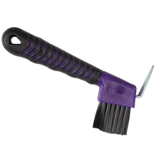 Soft-Grip Deluxe Hoof Pick w/Brush - Purple