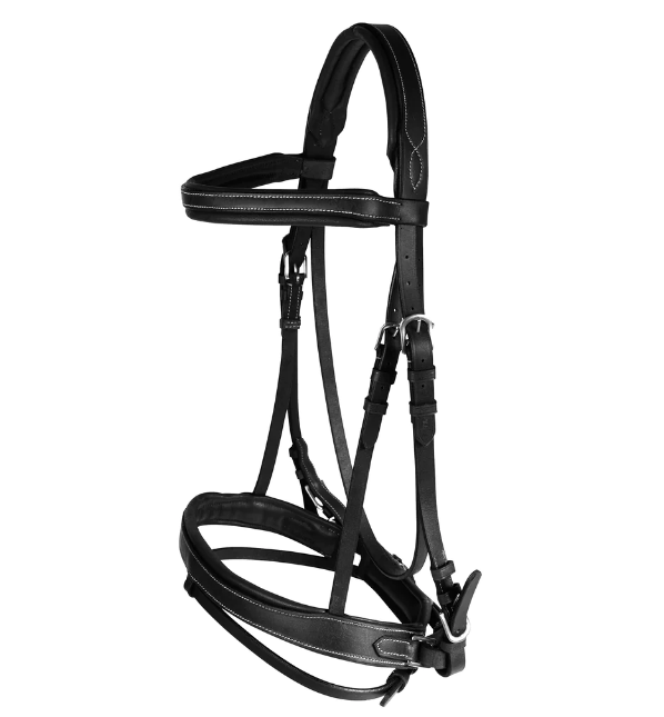 HORZE VENICE SNAFFLE BRIDLE WITH REINS - BLACK