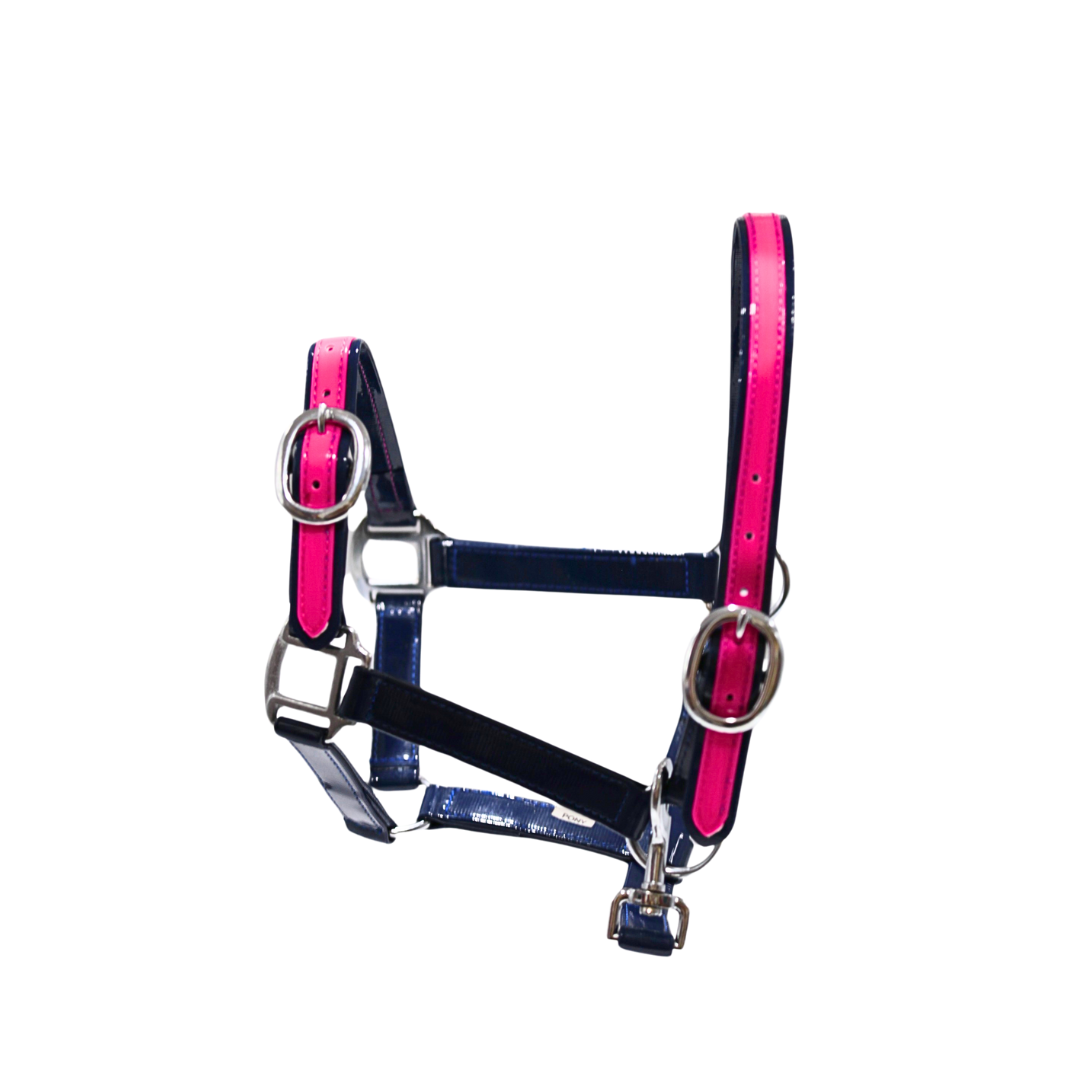 PVC Halter - Dark Navy & Hot Pink