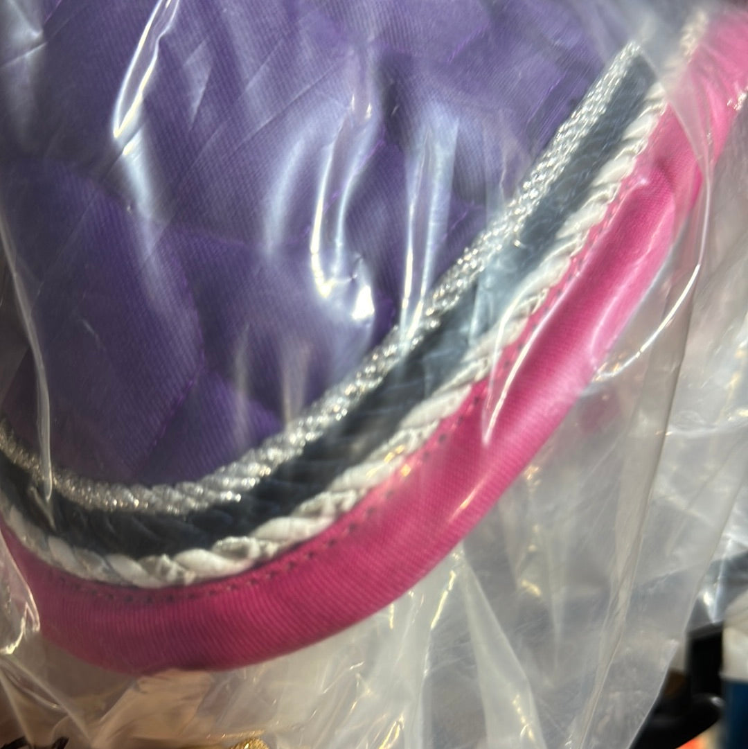 DR Saddle Pad - Purple / Pink w White, Navy & Silver Cords