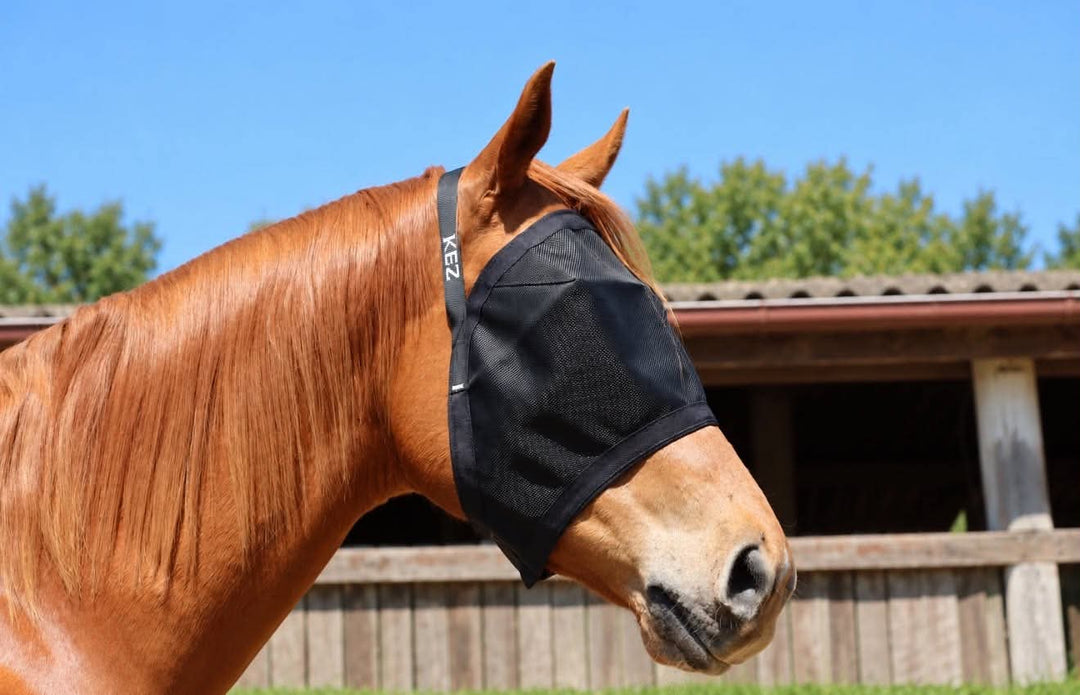 Plain black Ultra Mesh Fly Mask by Kez Rugs