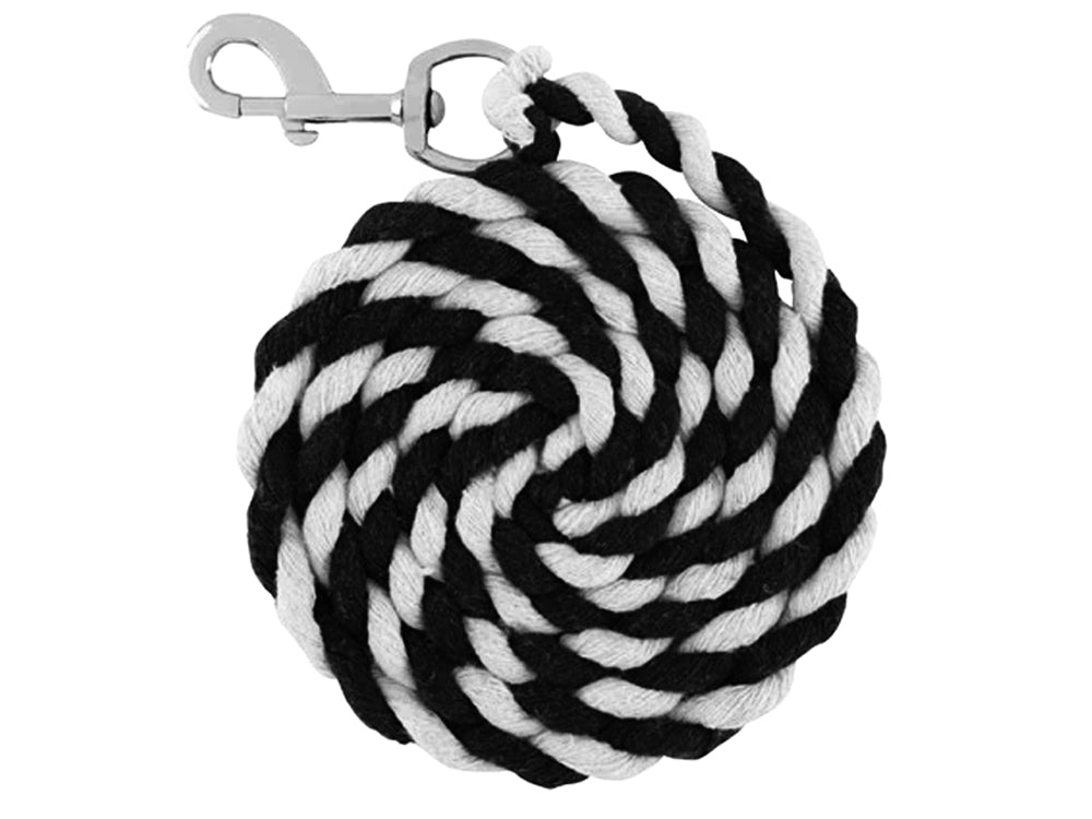 1/2" Cotton Lead Rope - Black & White