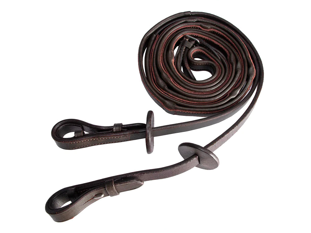 Covered Leather Grip Stop Rein Nappa - Brown
