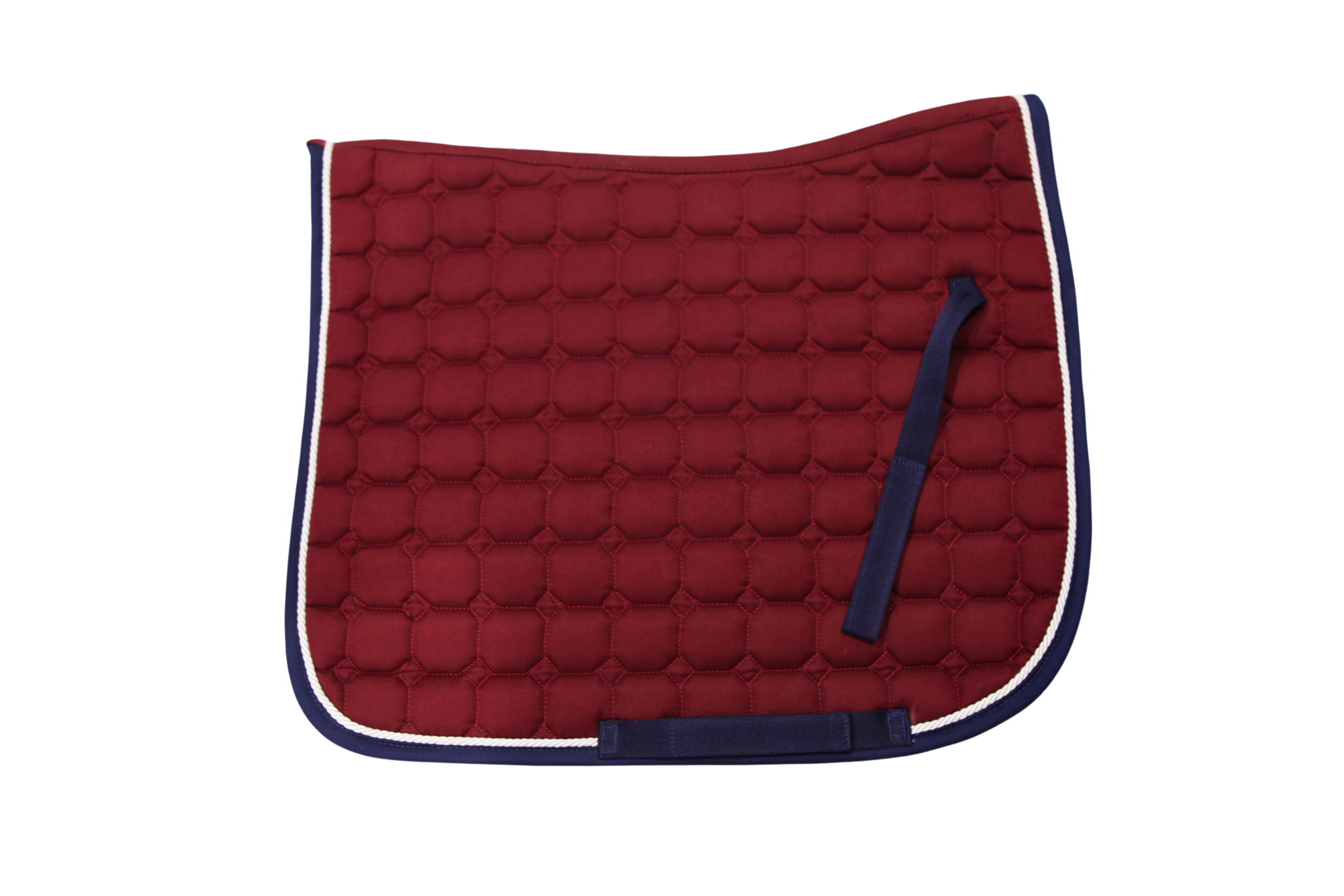 Dressage Saddle Pad - Maroon with Navy Trim and White Rope