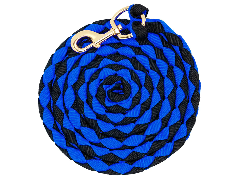 HZ Nylon Braided Lead Rope Black with Blue and Brass Clip