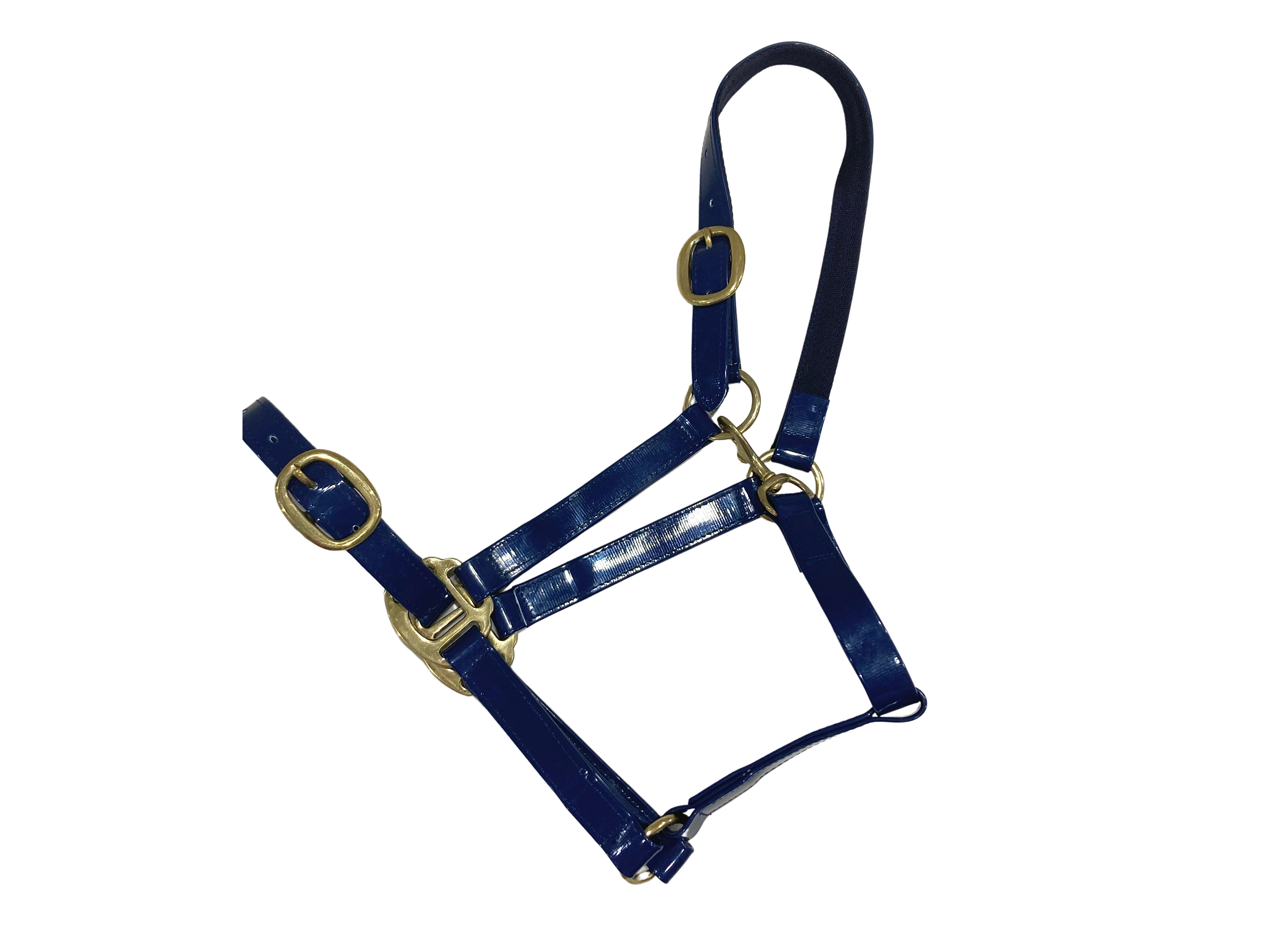 PVC Halter - Navy with Brass Buckles