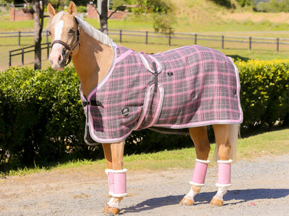 Blush Pink and Grey Check Kersey Wool Rug