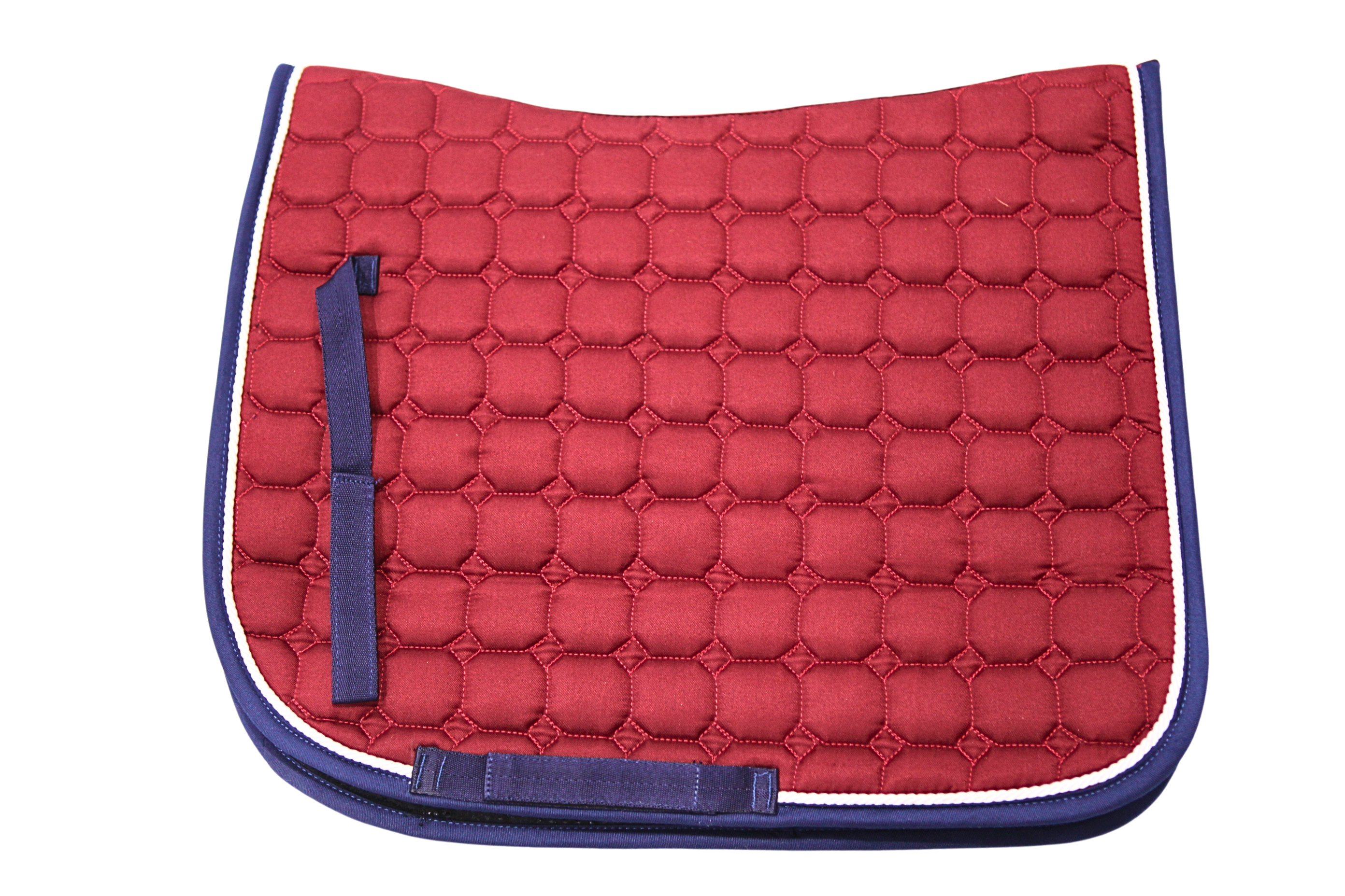 Dressage Saddle Pad - Maroon with Navy Trim and White Rope
