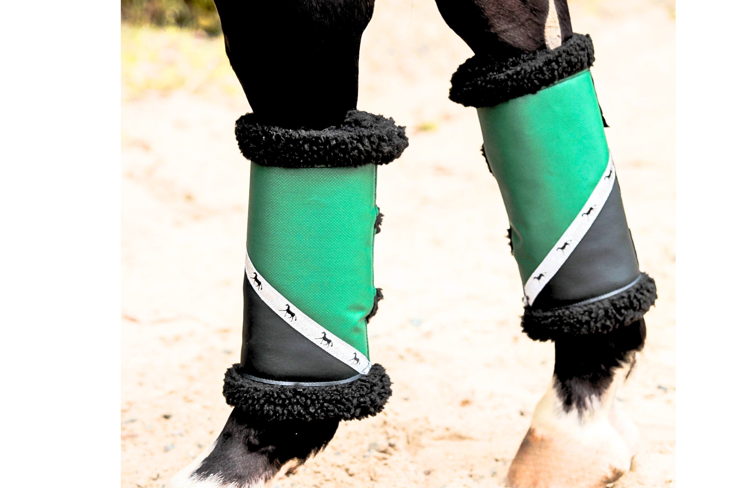 Sherpa Boots - Black & Green with Silver Trim (Pair Made to Order)
