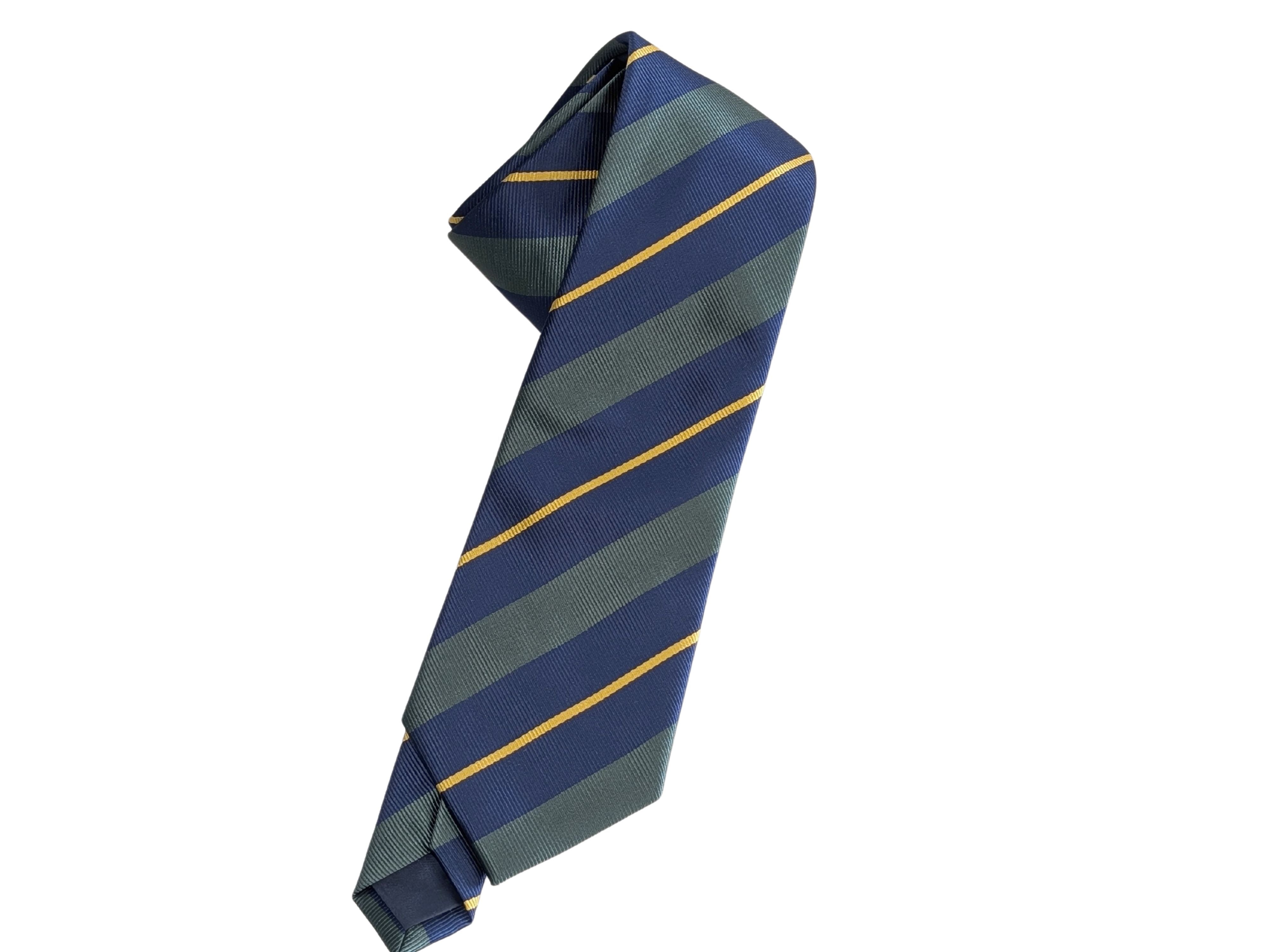 Tie Navy, Green & Gold Stripe
