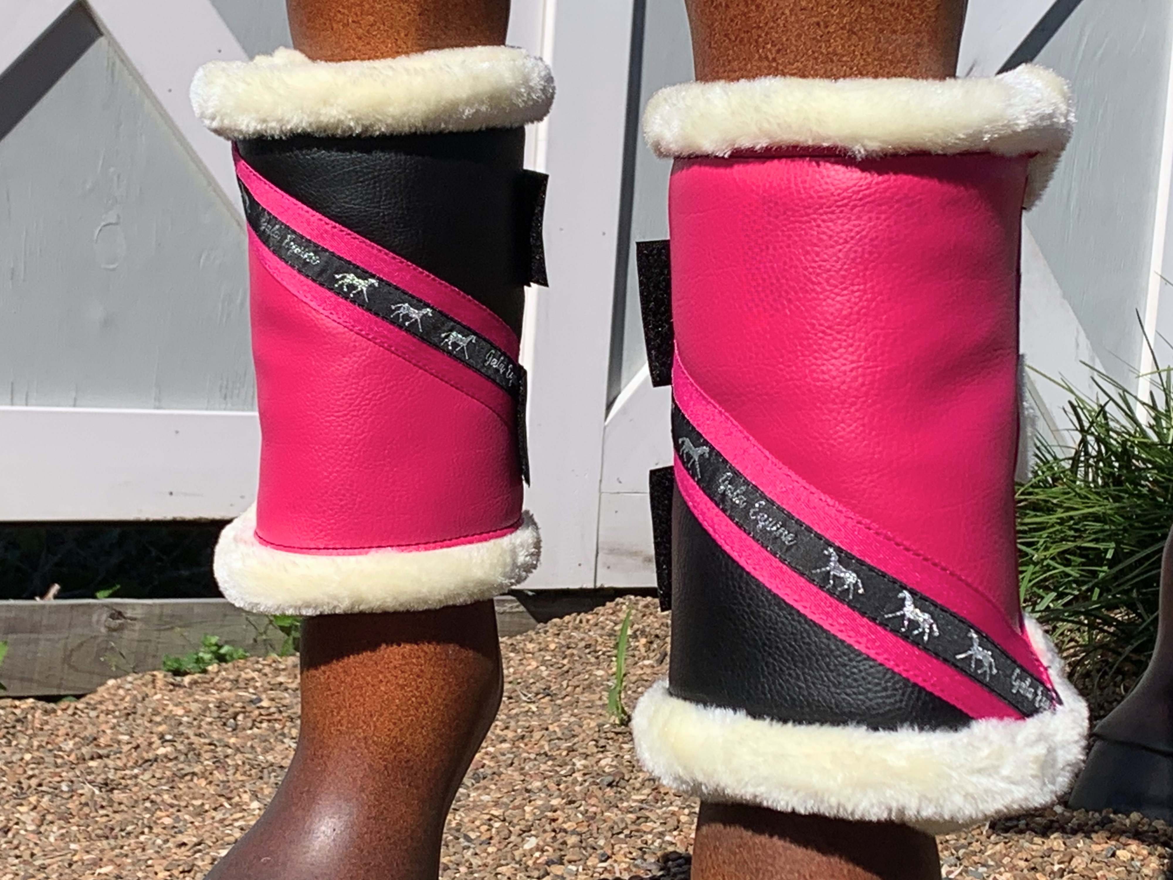 Mink Boots - Black with Hot Pink