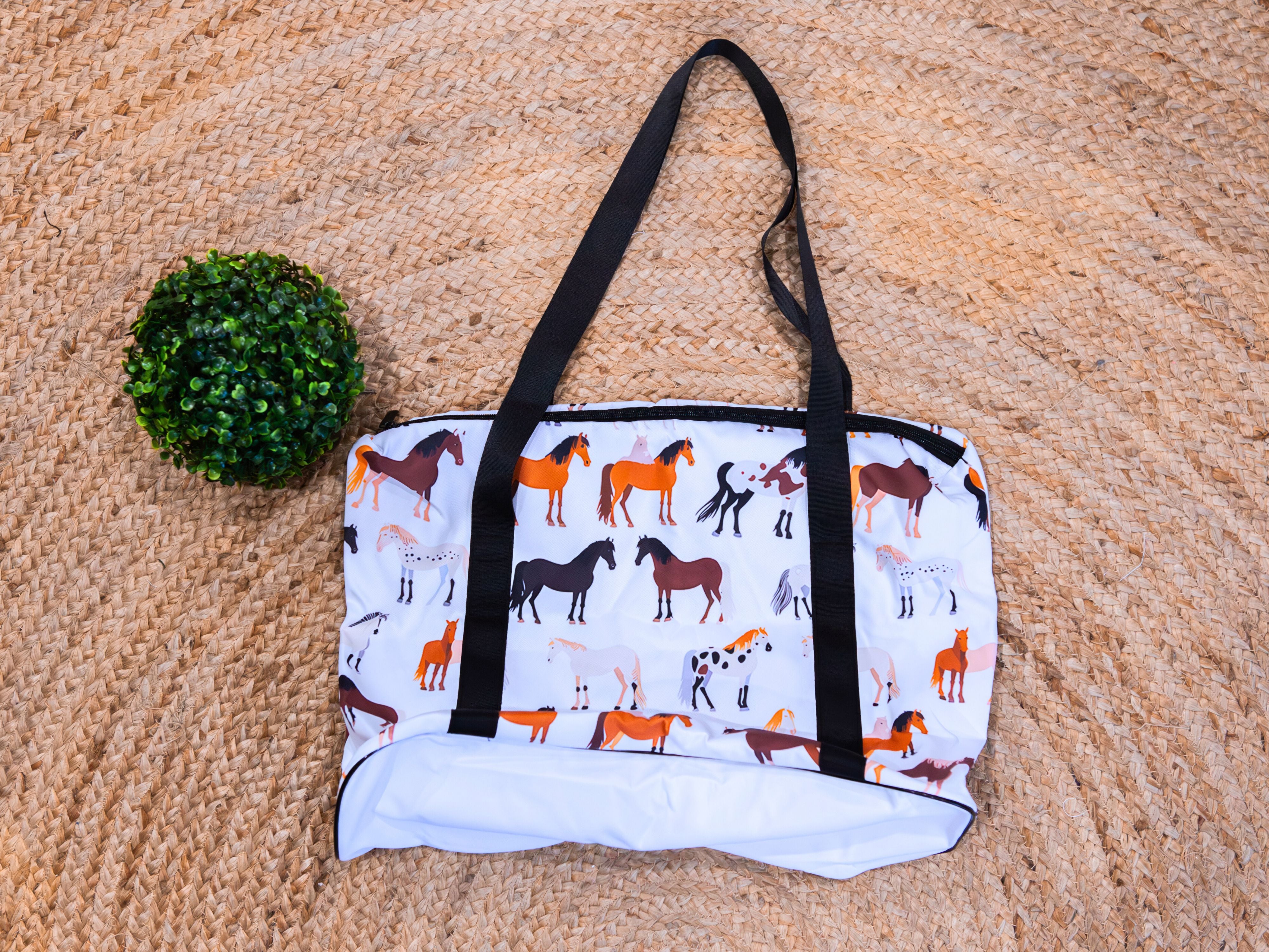 Horse Print Tote Bag with Zip