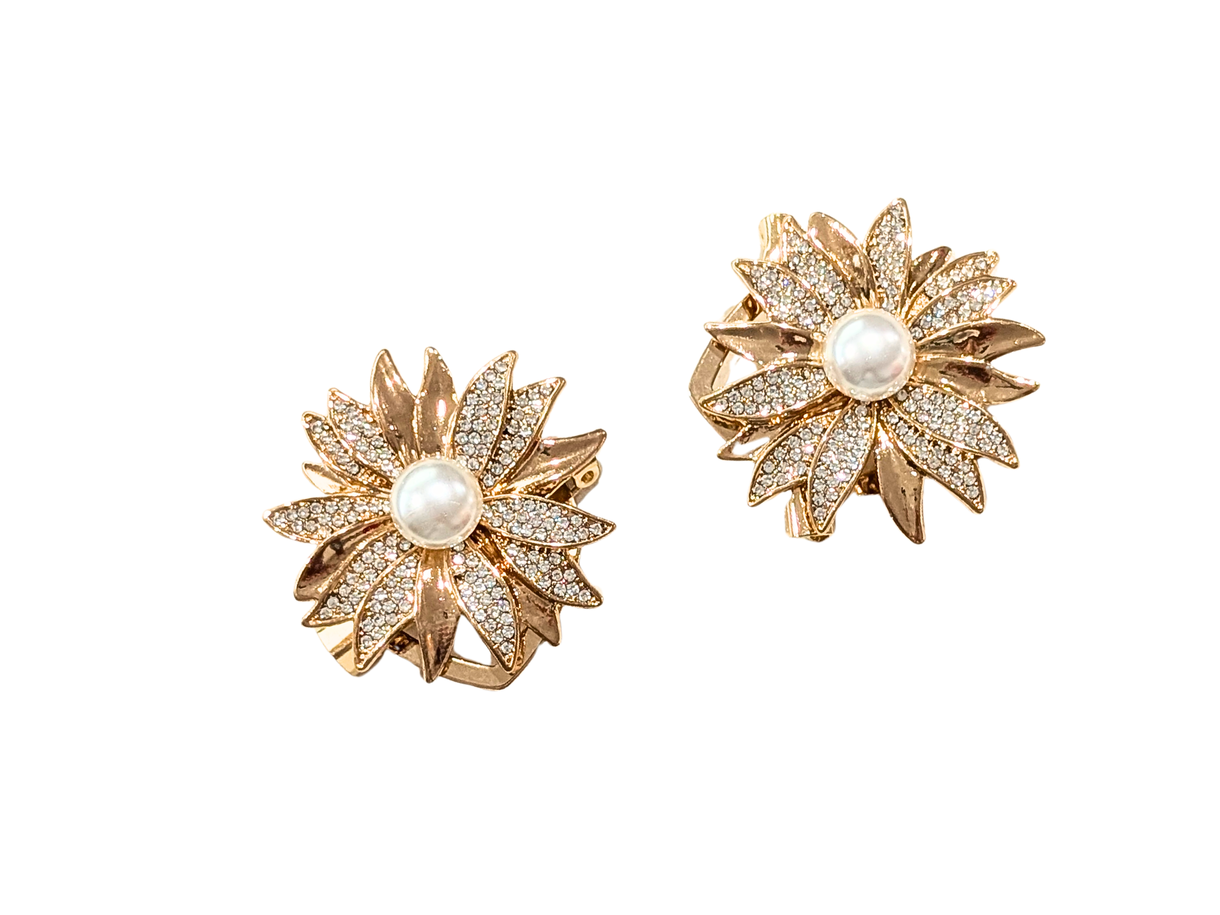 Gold Flower with with Diamante and faux Pearl