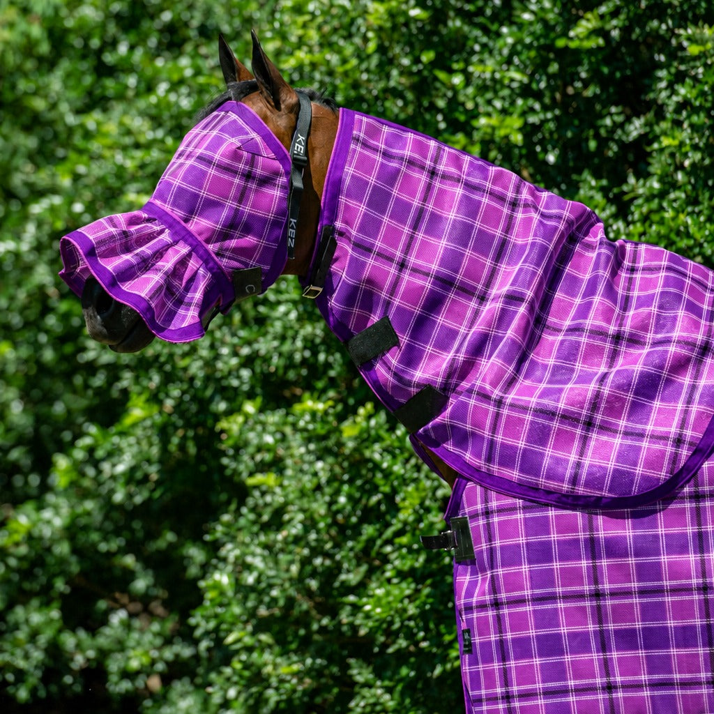 Blossom Fly Mask worn with the matching mesh neck combo