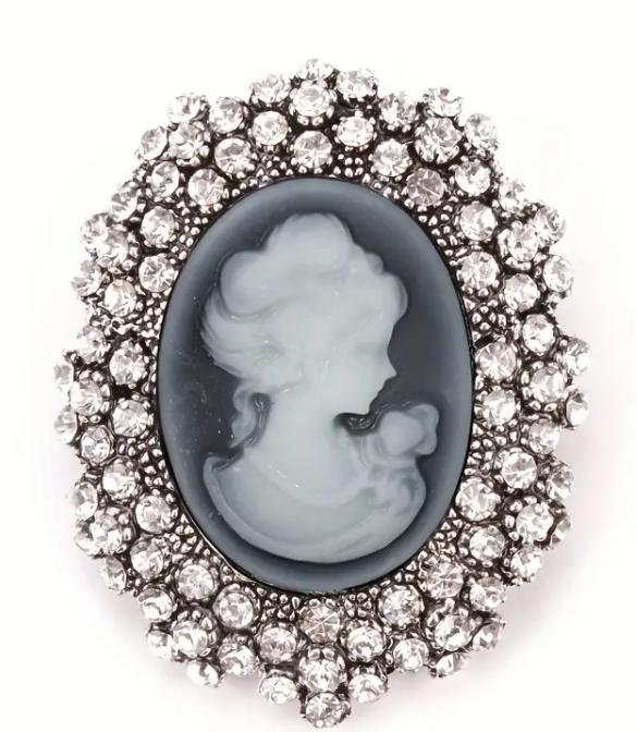Vintage Style Cameo with Diamantes Pin