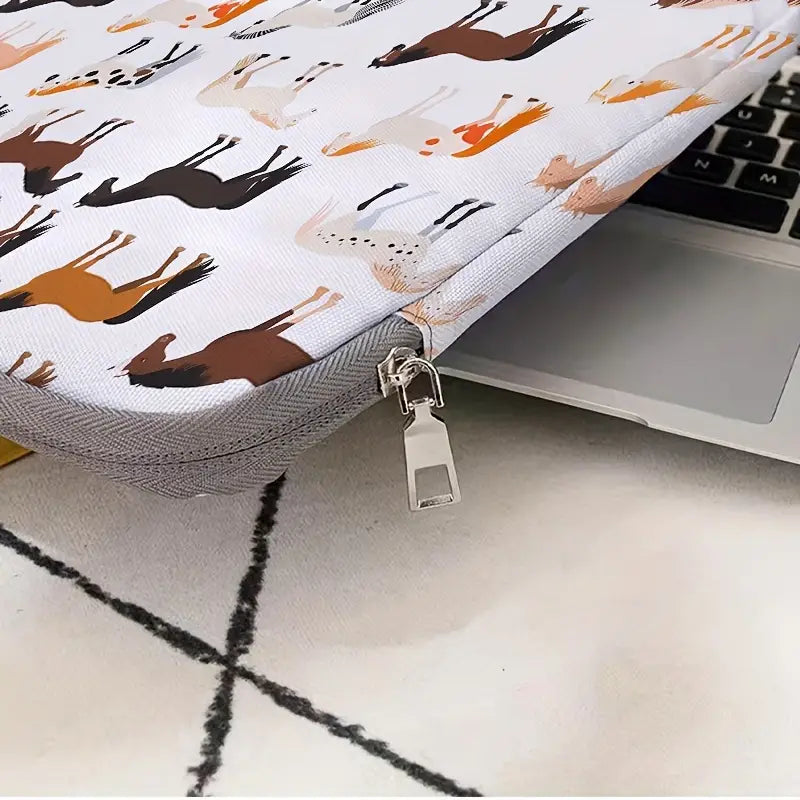 Laptop bag with horsey print