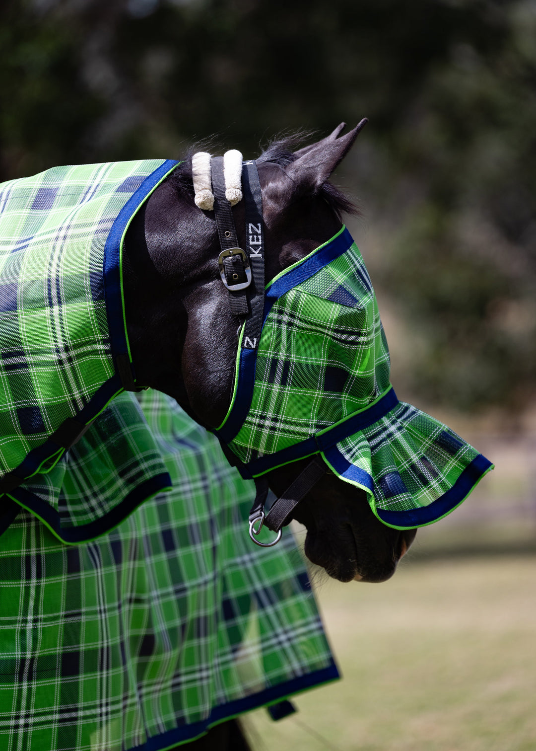 Evergreen Ultra Mesh Fly Mask with pleated nose attachment, second side view
